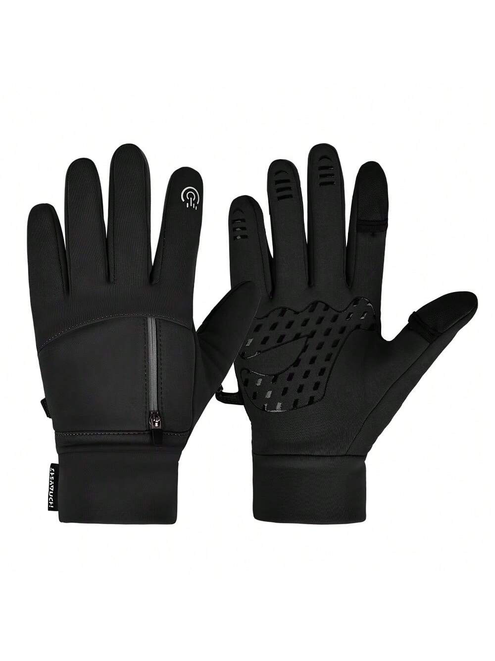 Winter Cycling Gloves, Touchscreen Running Gloves For Men And Women With Anti-Lost Buckles, Warm Cycling Gloves With Elastic Cuffs, Non-Slip And Waterproof Full-Finger Hand Warmers