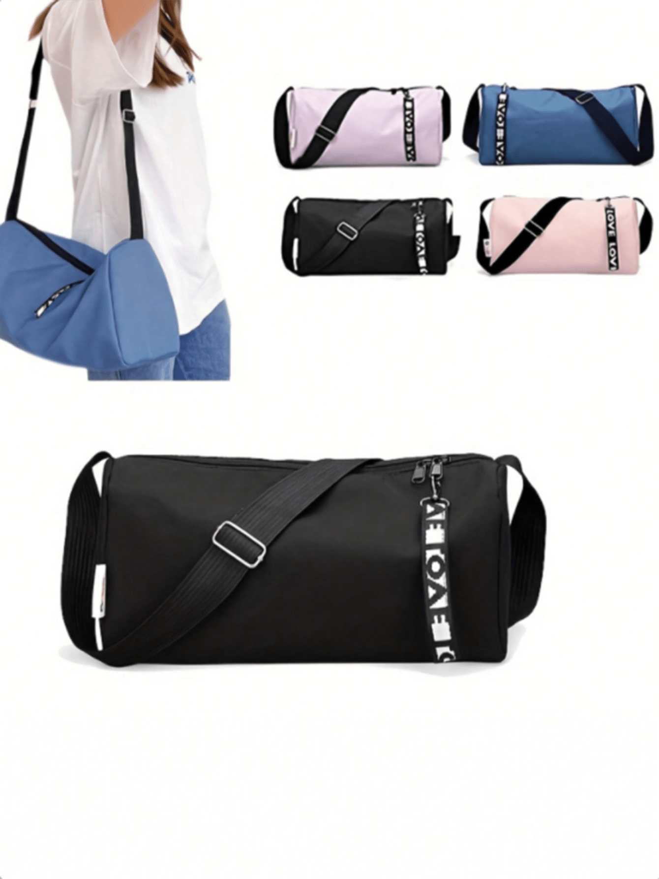 Fashionable Crossbody Yoga Bag - Durable Polyester, Black, Perfect For Fitness