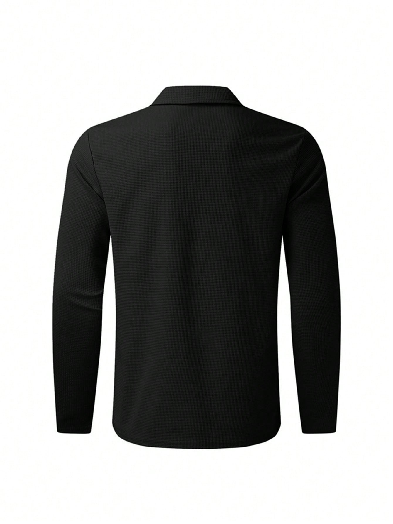 SANOPY Men's Waffle Zipper Lapel Jacket Solid Color Slim Fit Outdoor Men's Top