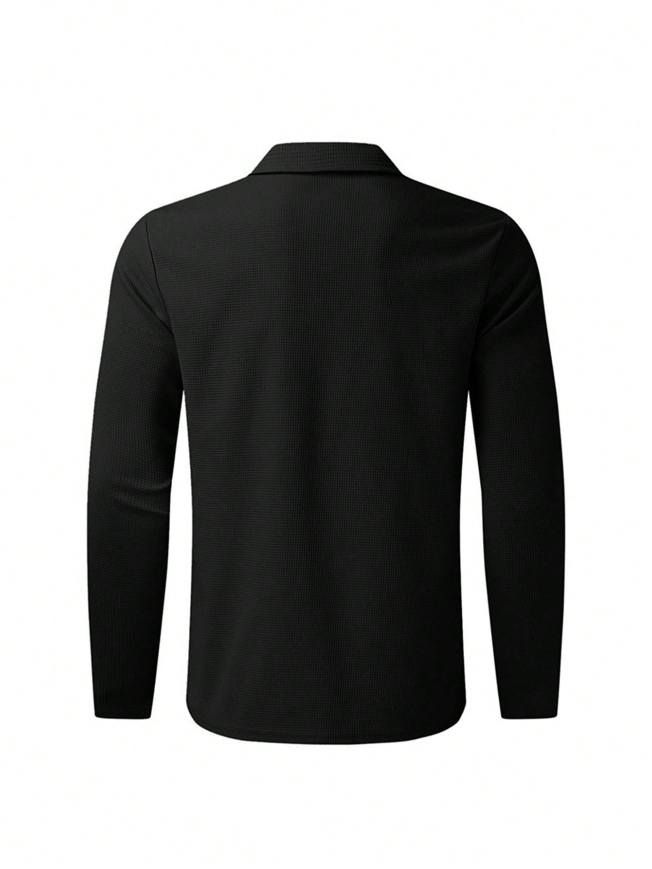 SANOPY Men's Waffle Zipper Lapel Jacket Solid Color Slim Fit Outdoor Men's Top