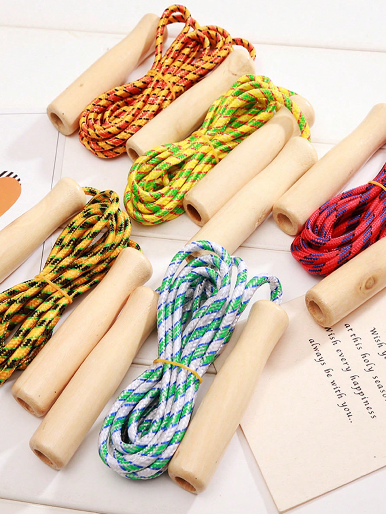 1pc High-Grade Lightweight Jump Rope With Wooden Handle, Competition Jump Rope, Exercise Skipping Rope, Braided Rope, Suitable For Fitness And Workout Training, Random Color