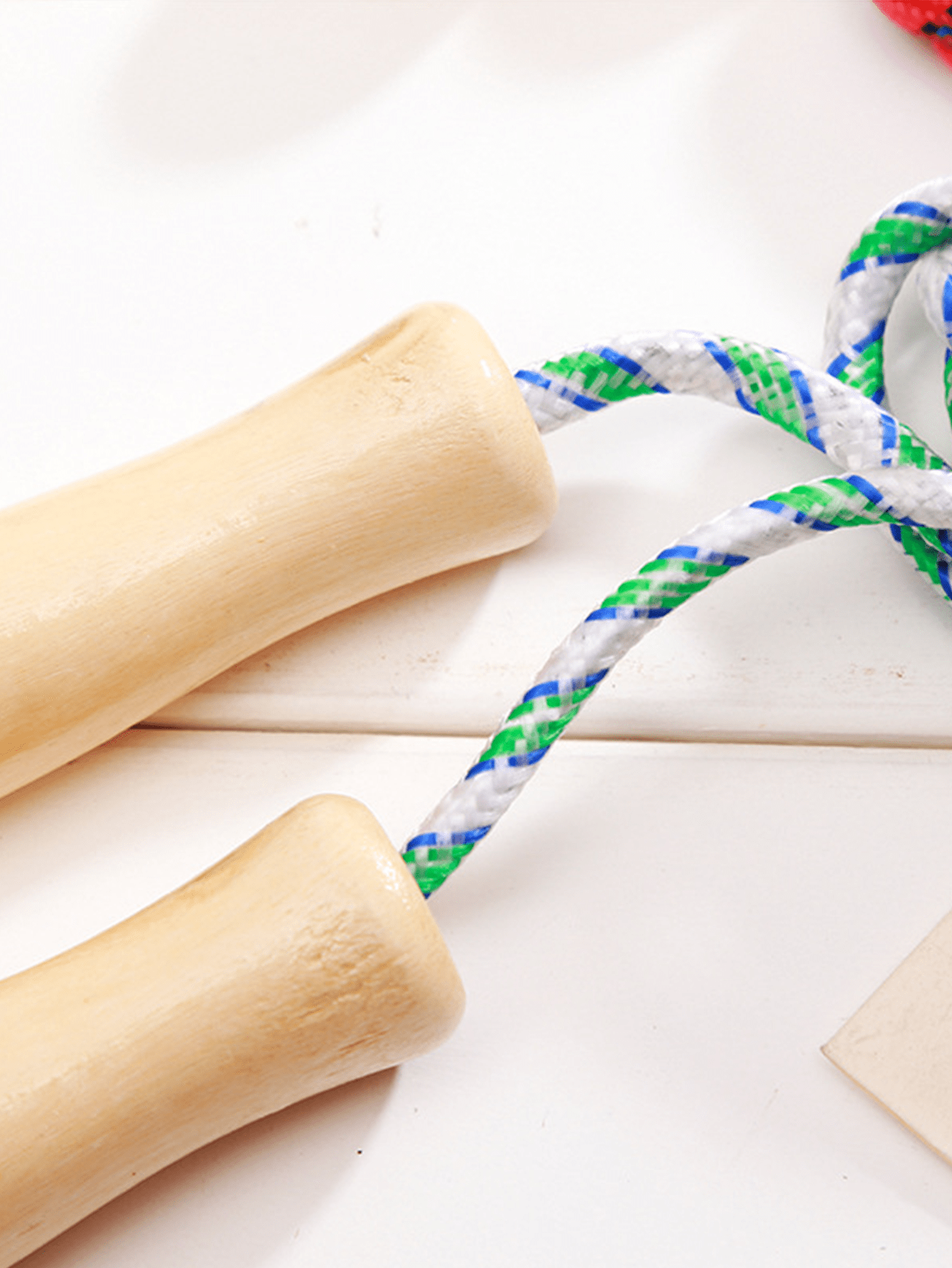 1pc High-Grade Lightweight Jump Rope With Wooden Handle, Competition Jump Rope, Exercise Skipping Rope, Braided Rope, Suitable For Fitness And Workout Training, Random Color