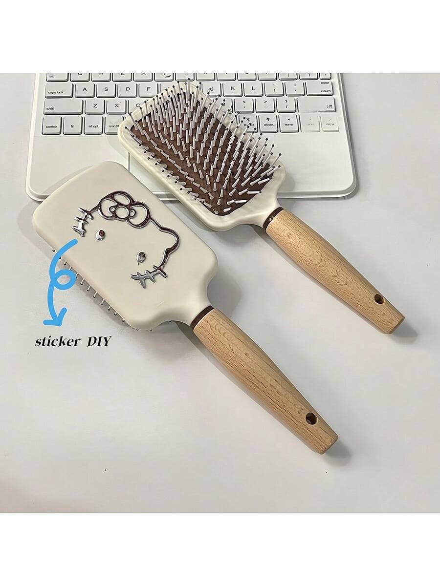 Sanrio Sanrio Series Wooden Air Cushion Comb, Wooden Handle Airbag Massage Comb, Anti-Static Curly Hair Comb That Does Not Get Stuck, Cartoon Solid Wood Feel