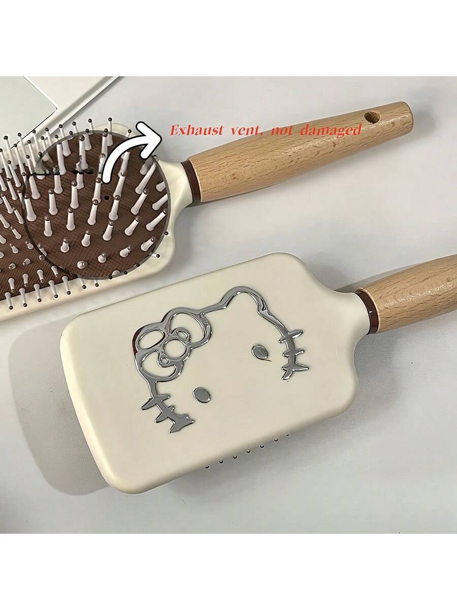 Sanrio Sanrio Series Wooden Air Cushion Comb, Wooden Handle Airbag Massage Comb, Anti-Static Curly Hair Comb That Does Not Get Stuck, Cartoon Solid Wood Feel