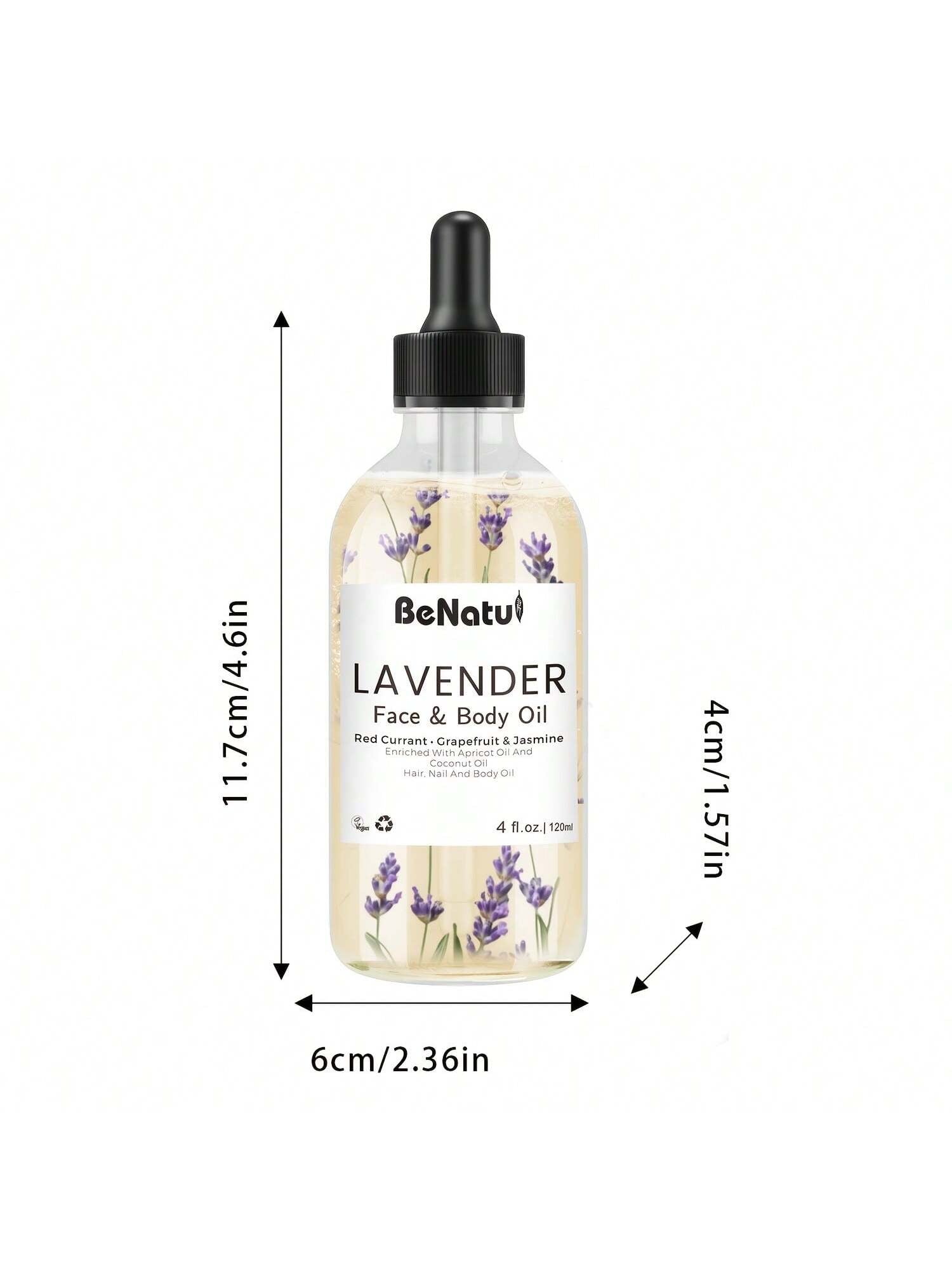 Benatu 4.06oz Lavender Face And Body Oil For Massage/Gua Sha/Skin Care, For All Skin, With Real Plant Petals - Ideal Choice - Unisex - Christmas Gift - Holiday Essentials- Cozy Winter Gifts