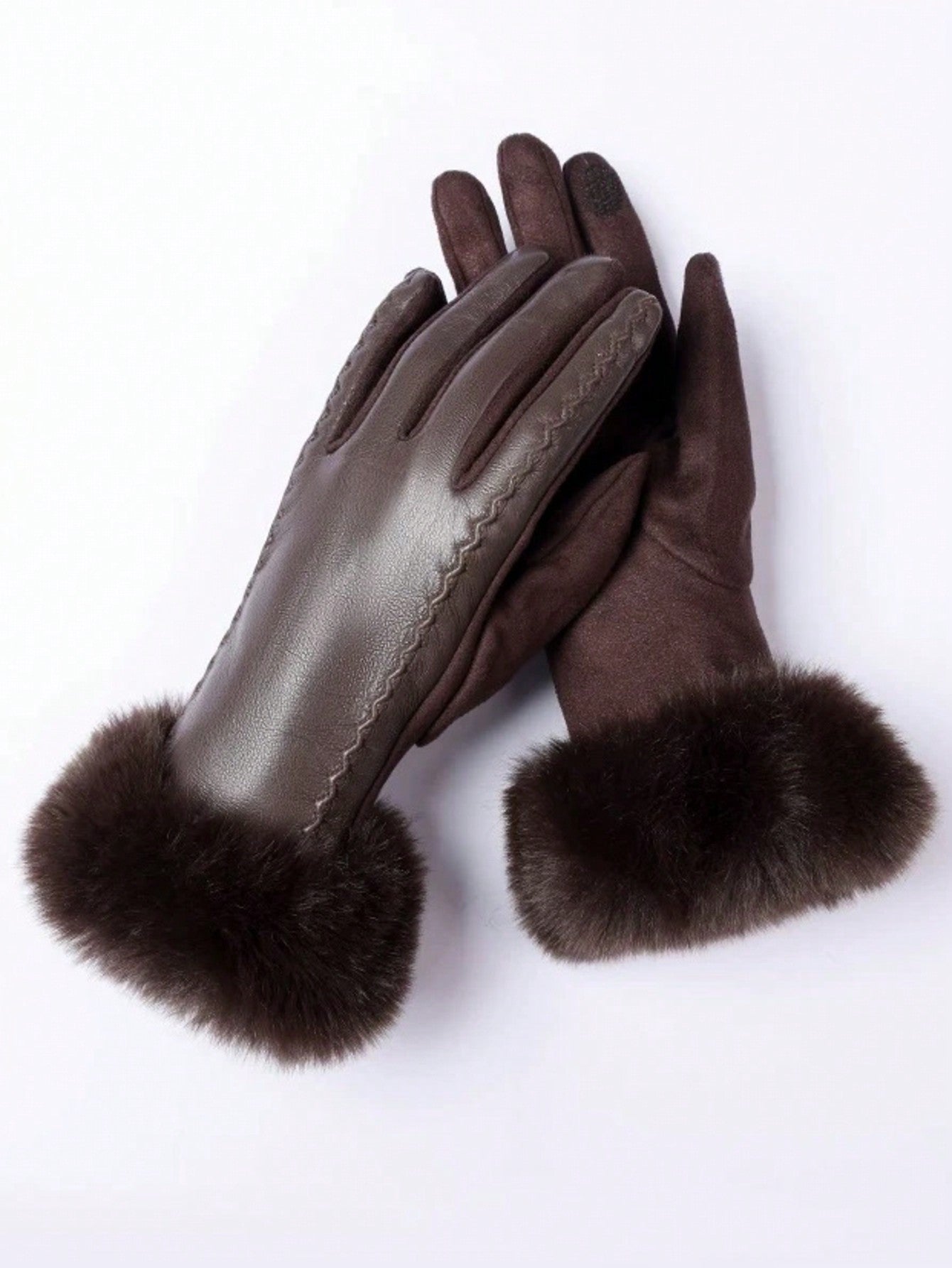 1 Pair Women Autumn/Winter Thermal Lined Solid Color Casual Elegant Gloves, Polyester Material, No Finger Separation,Suitable For Outings