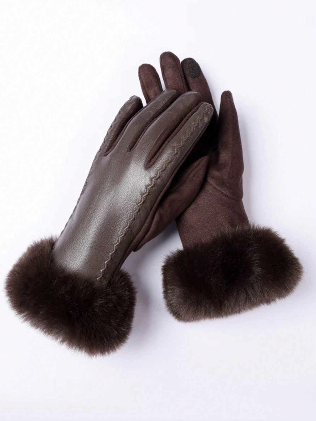 1 Pair Women Autumn/Winter Thermal Lined Solid Color Casual Elegant Gloves, Polyester Material, No Finger Separation,Suitable For Outings