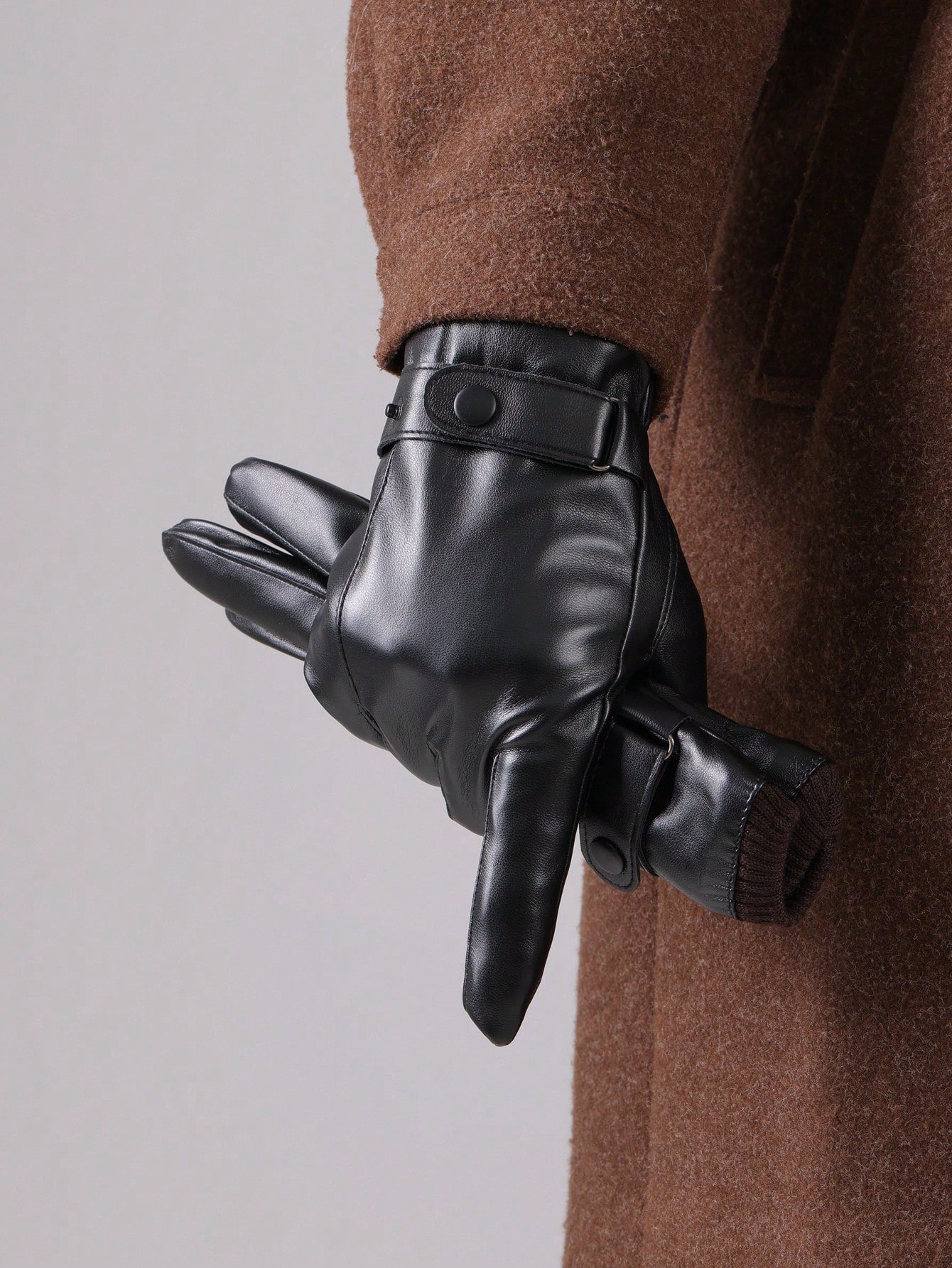 1 Pair Winter Warm PU Leather Thermal Lined Gloves, Festive Gift, Women's Warm Thick Windproof Touch Screen Driving Motorcycle Riding Gloves