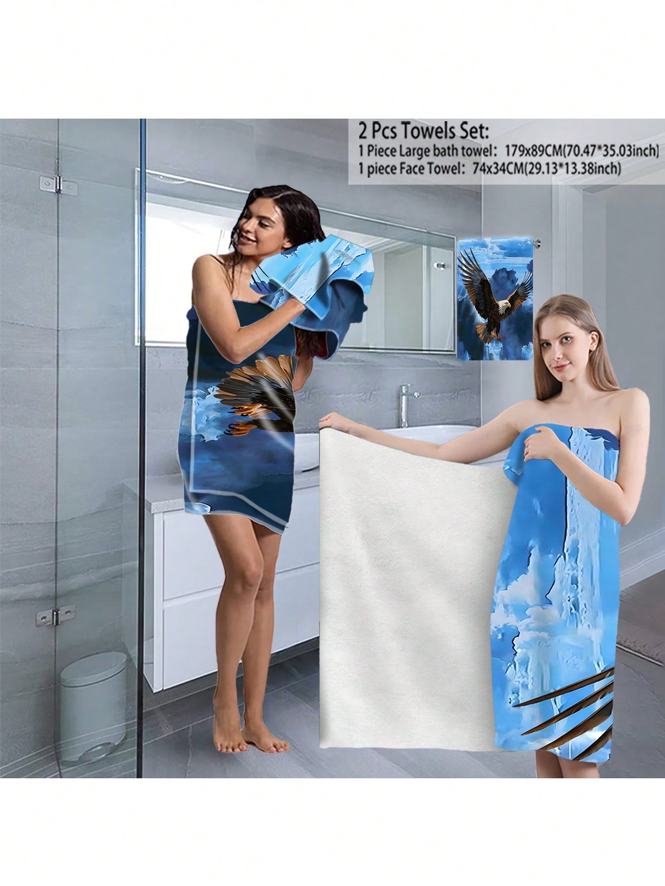 1pc/2pcs Microfiber Soft Shower Face Towels Large Bath Towel Set, -Thick, Quick-Dry Highly Absorbent Hand Towels Washcloths Sets, Kitchen Dish Towel, For Bathroom, Pool