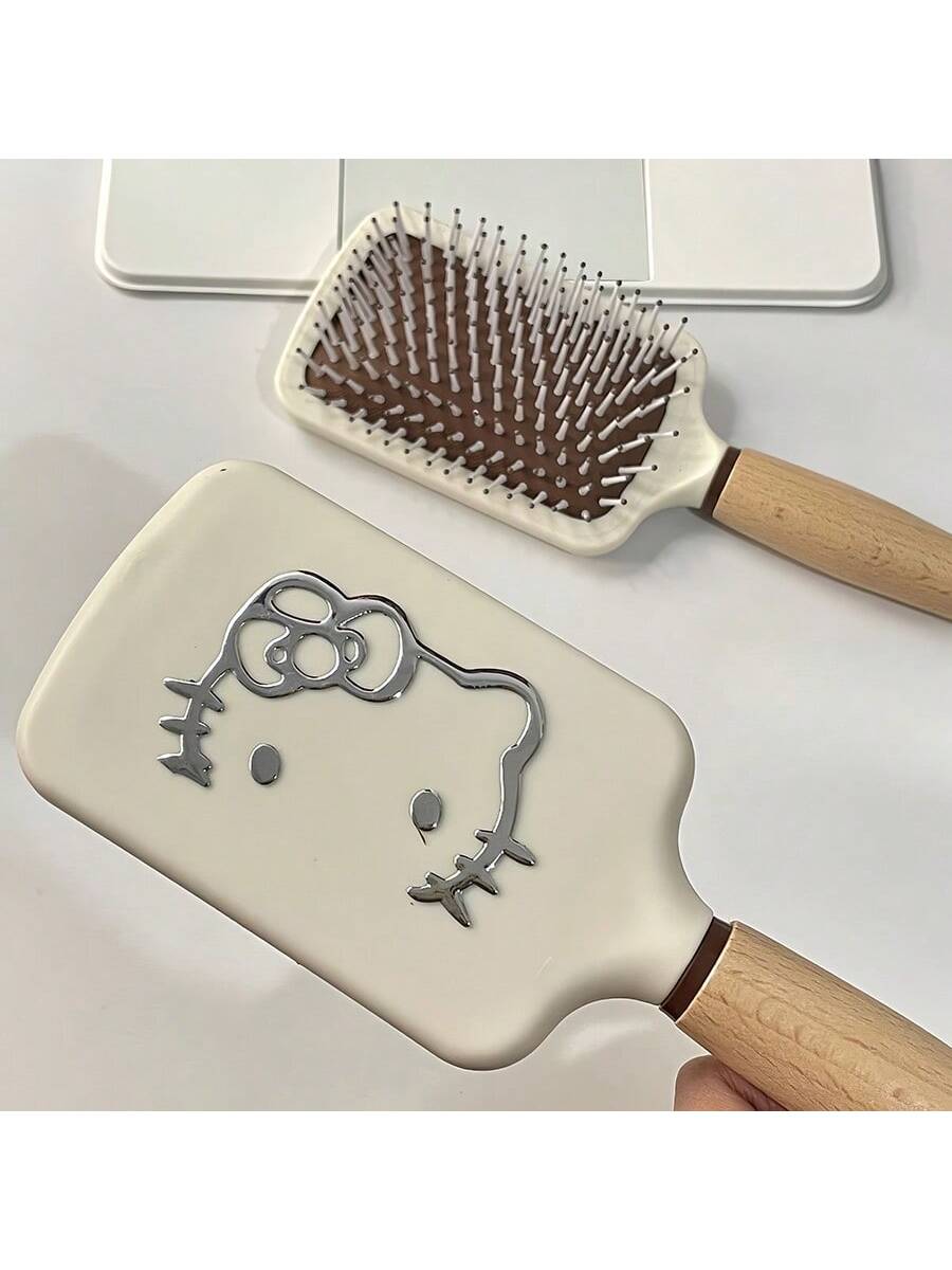 Sanrio Sanrio Series Wooden Air Cushion Comb, Wooden Handle Airbag Massage Comb, Anti-Static Curly Hair Comb That Does Not Get Stuck, Cartoon Solid Wood Feel