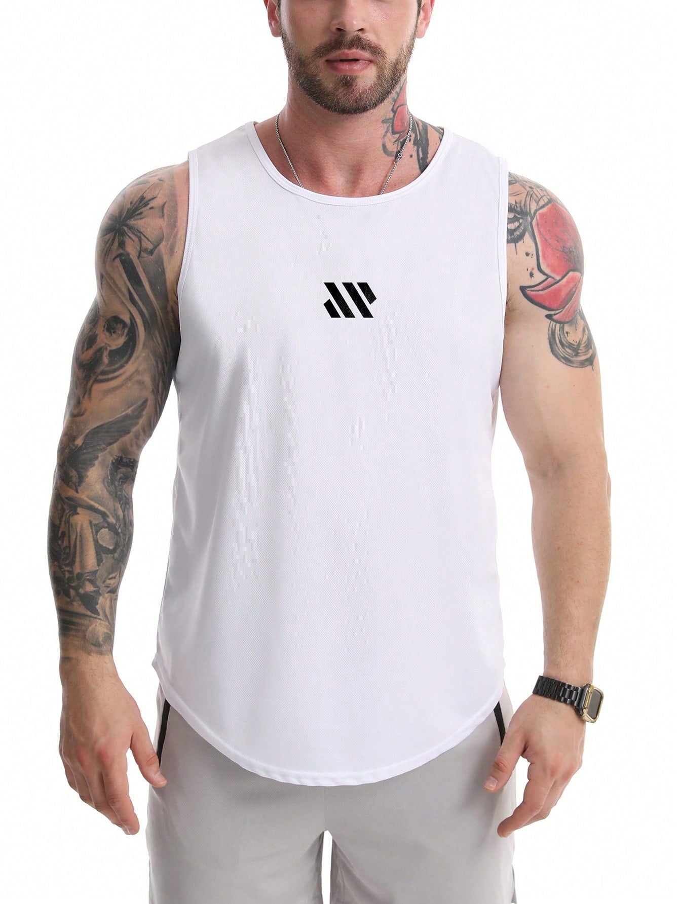 Boyfriend Style Men Quick-Drying Moisture-Wicking Breathable Sport Tank Top Fitness Training Clothes Sleeveless Running Workout Shirt With Printed Pattern