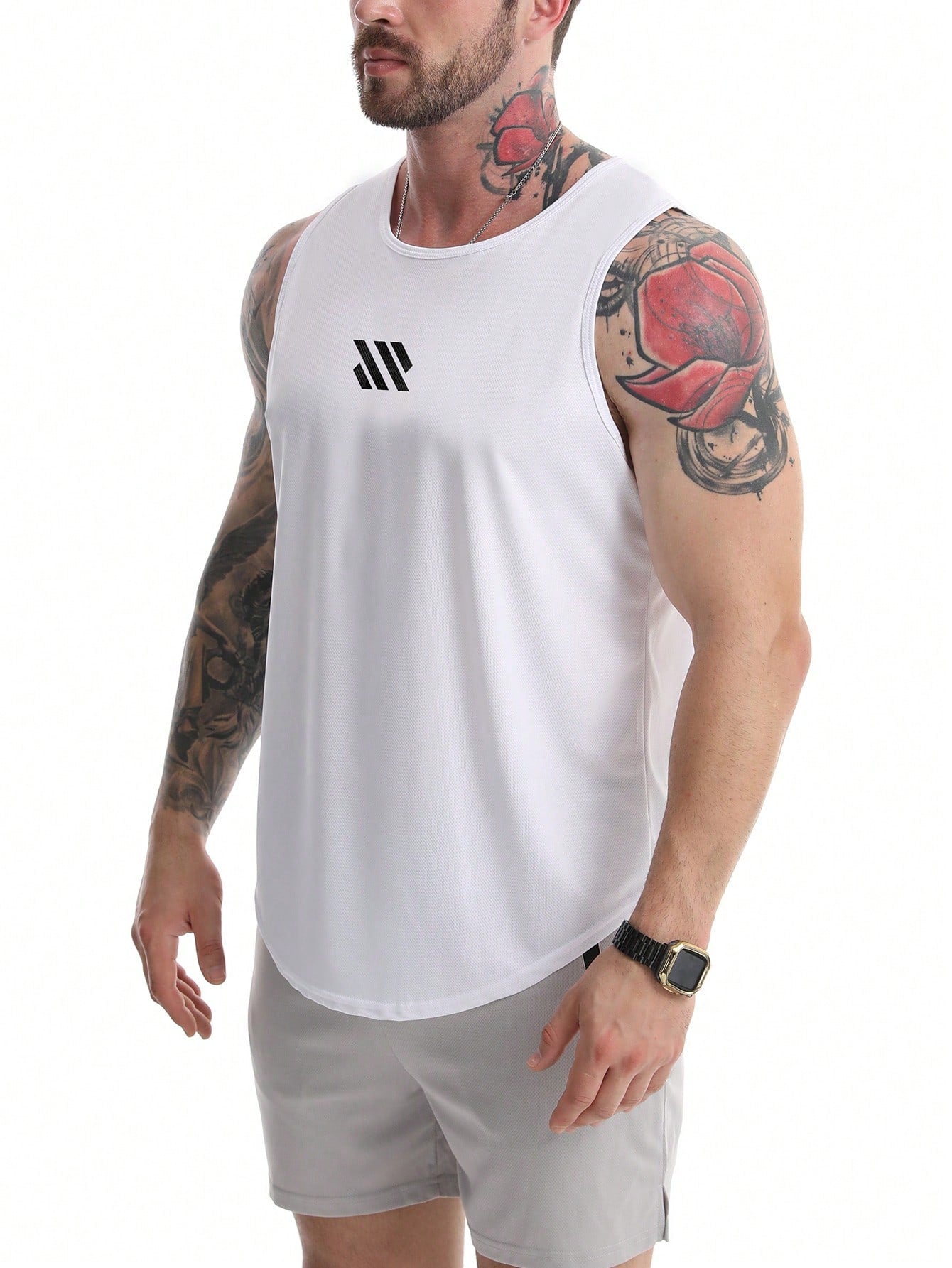 Boyfriend Style Men Quick-Drying Moisture-Wicking Breathable Sport Tank Top Fitness Training Clothes Sleeveless Running Workout Shirt With Printed Pattern