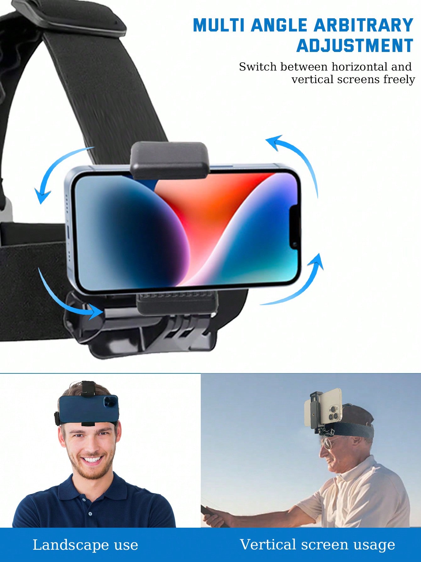 Head-Mounted Phone Stand, First-Person View Video Outdoor Live Shooting Stand With Phone Clip (4-7 Inches) Compatible With Iphone Smartphones And GoPro Insta360 DJI Action Camera Head Mount Strap