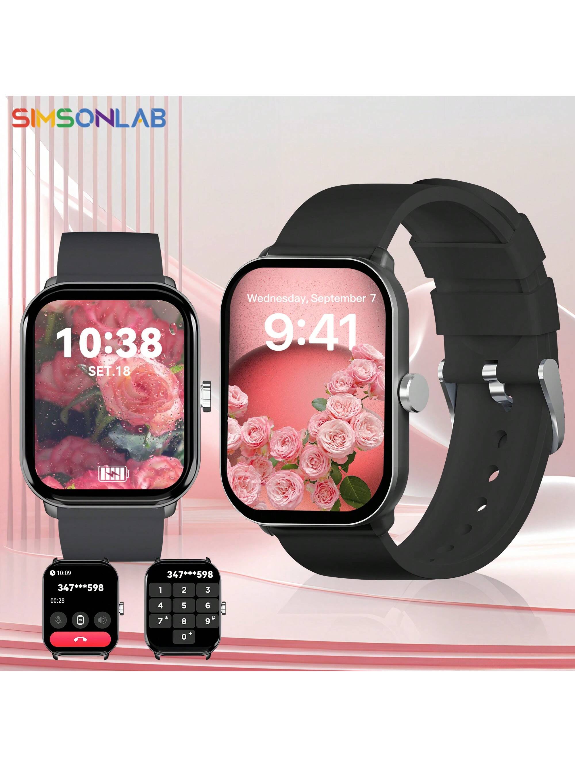 SIMSONLAB 2024 NEW Smart Watch For Women, 2.01 Inch HD Display Screen Smart Watch Support Call Function (Answer/Reject), Combination Lock, SOS, Voice Assistant, Game, Fitness Tracker With 50  Sports Modes, Sporty Smart Watch Compatible With IPhone