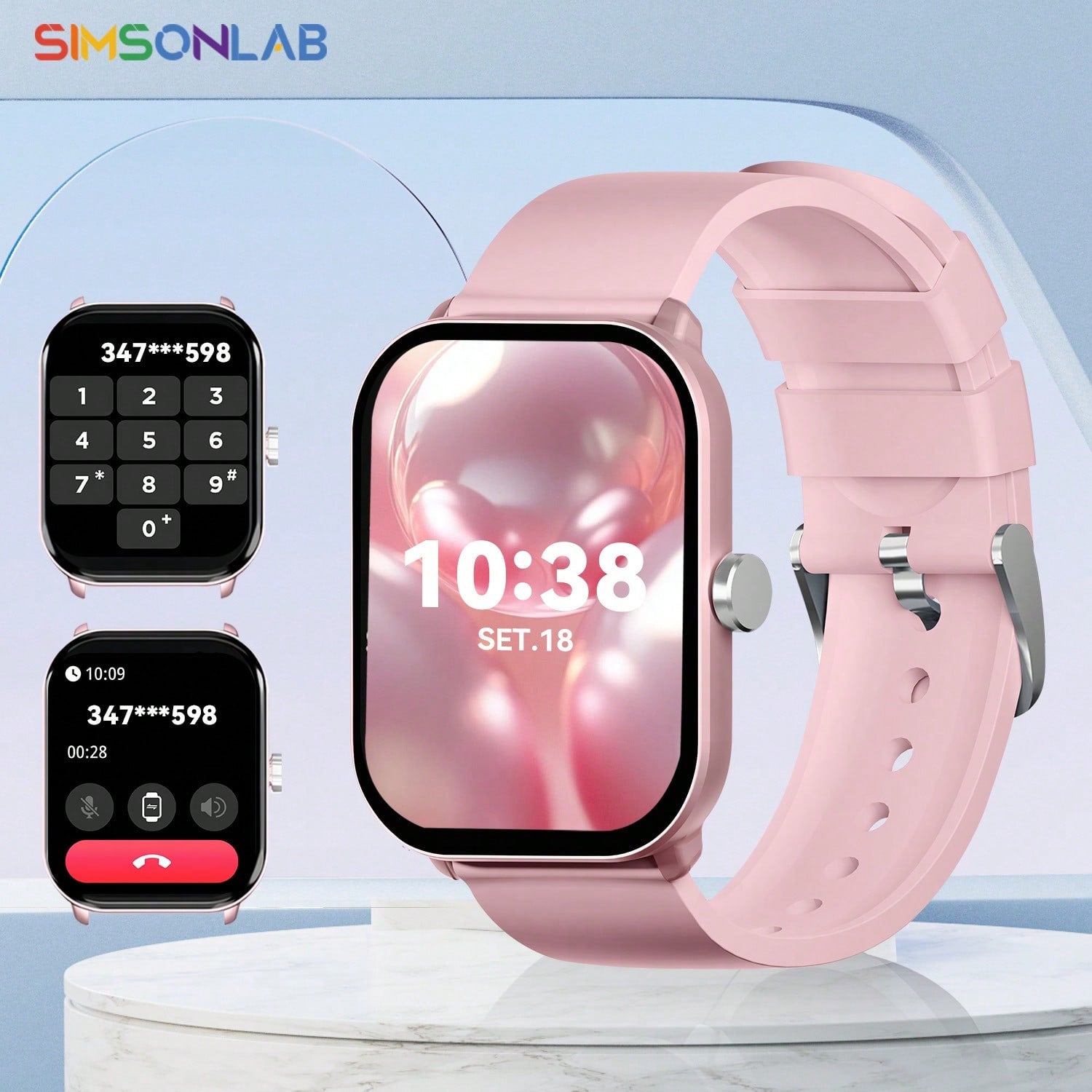 SIMSONLAB 2024 NEW Smart Watch For Women, 2.01 Inch HD Display Screen Smart Watch Support Call Function (Answer/Reject), Combination Lock, SOS, Voice Assistant, Game, Fitness Tracker With 50  Sports Modes, Sporty Smart Watch Compatible With IPhone