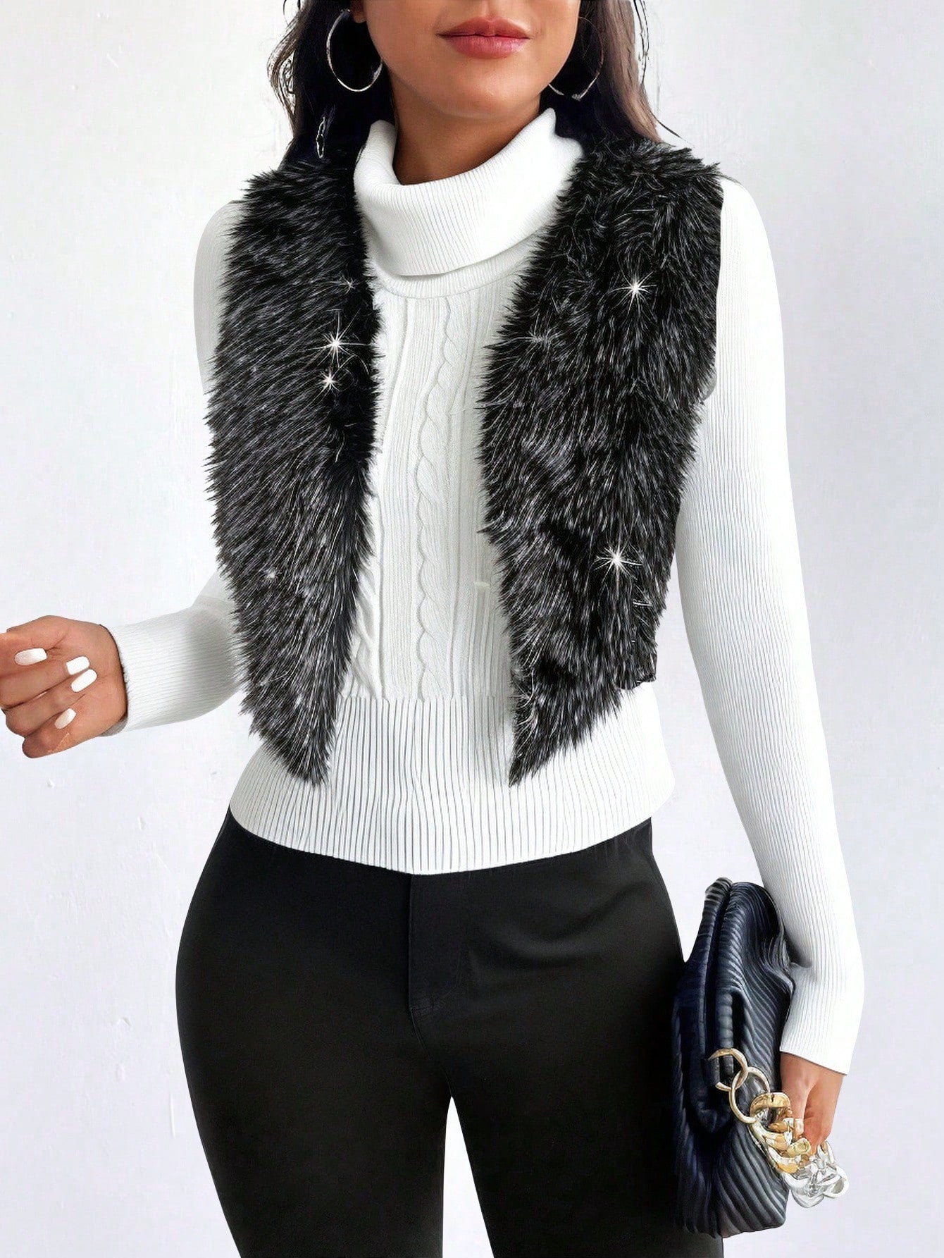 Privé Open Front Fuzzy Vest Coat