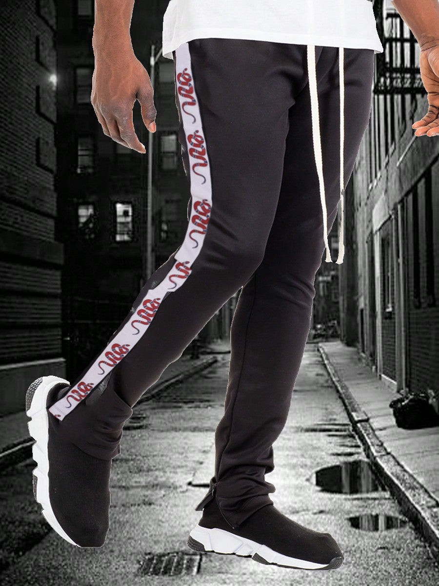 Mens Side Tape Skinny Ankle Zipper Track Pants Streetwear Tracks Pants