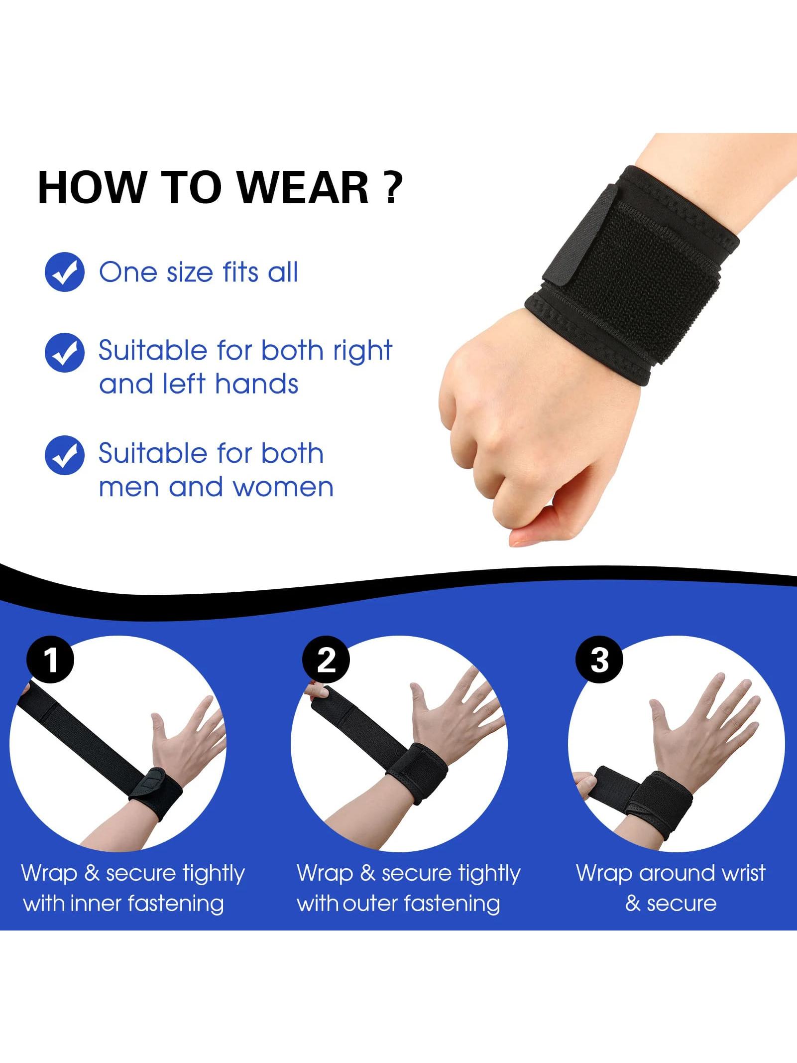 1pair/Wrist Support Brace Wrist Stabilizer Adjustable Wrist Bandages Protector Left/Right Hand Wrist Wraps Fitness Office Pain Relief