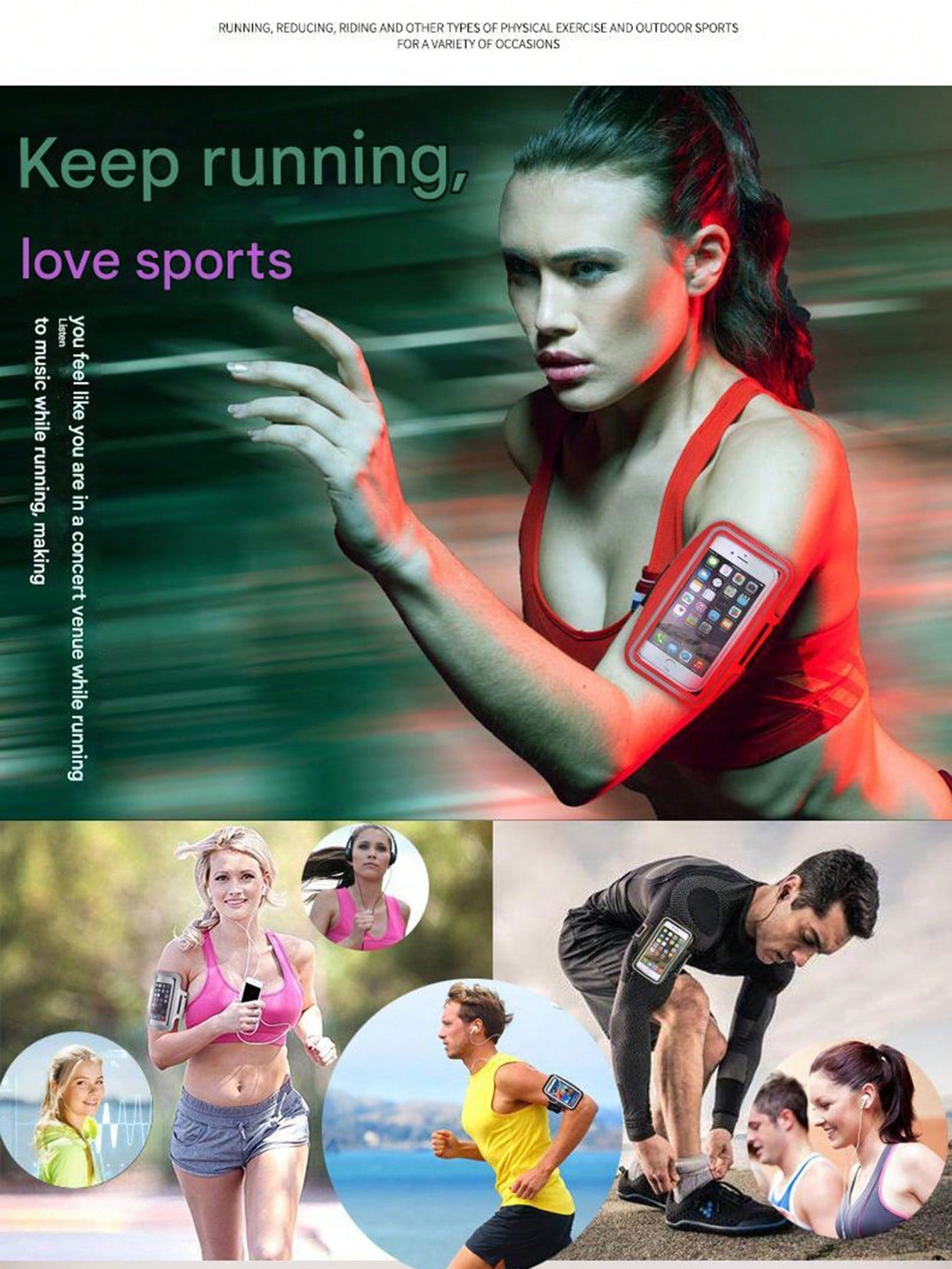 Sports Phone Armband Case - Suitable For Running And Fitness, Waterproof, Adjustable Hook And Loop Closure, Form-Fitting