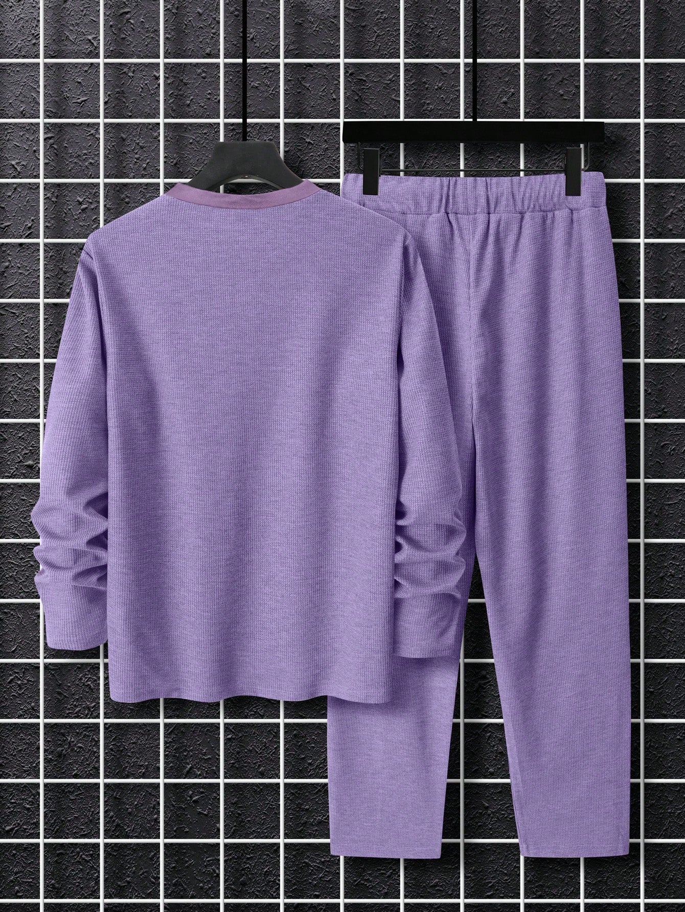 Manfinity Homme Men's Solid Color Round Neck Long Sleeve Simple Top And Casual Long Pants Set