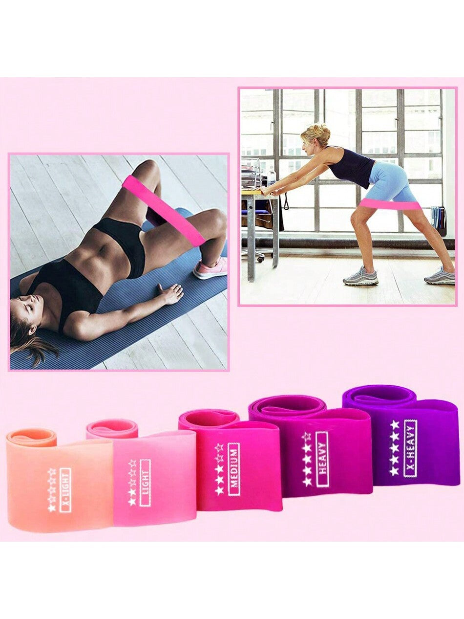 Set Of 5 Fitness Loop Bands For Working Out, Exercise Workout Loop Bands For Women Exercise Butt/Legs/Arm, Yoga