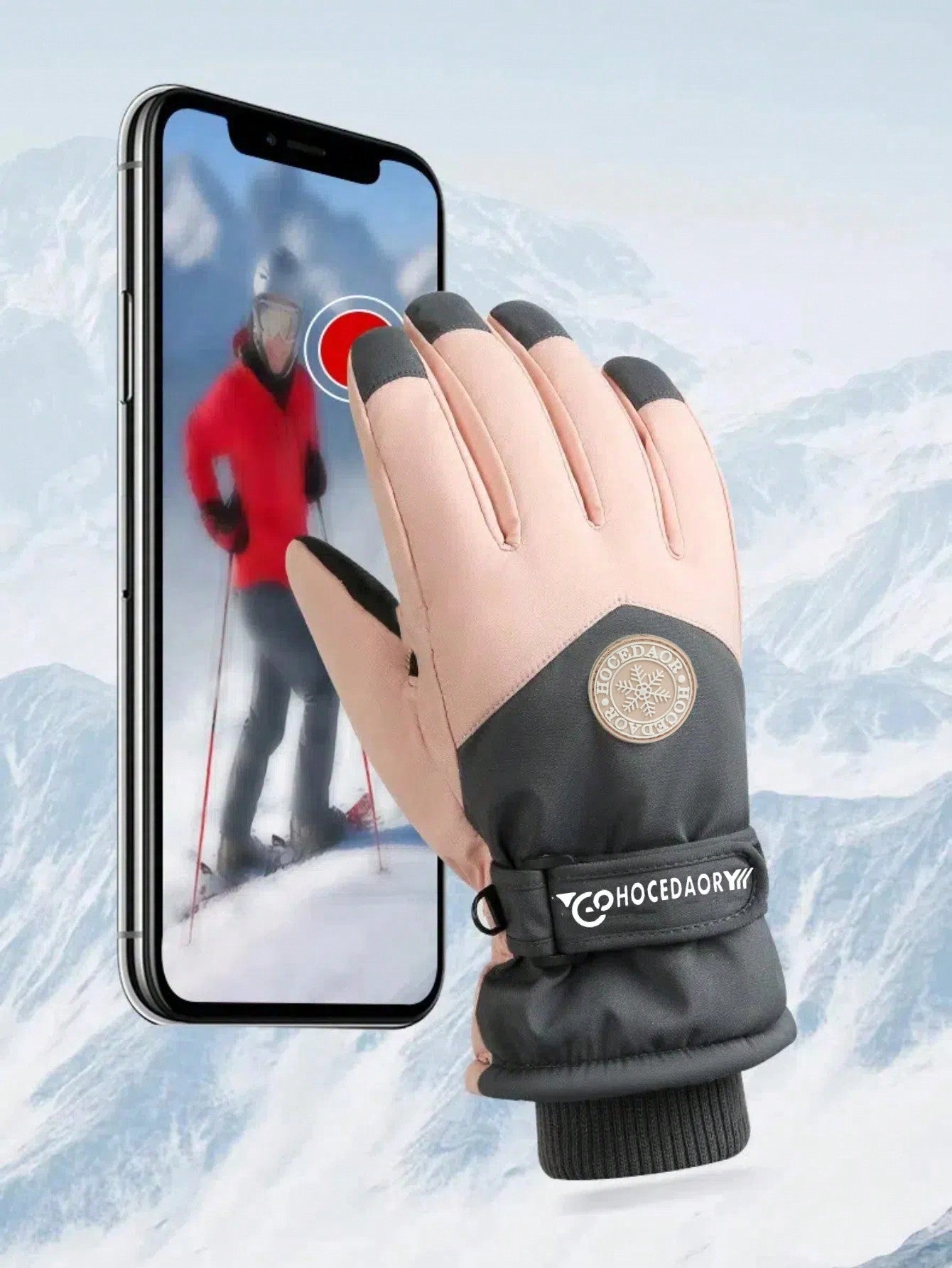 1 Pair Winter Ski Warm Gloves, Unisex Outdoor Riding Touchscreen Anti-Slip Fleece Windproof Gloves