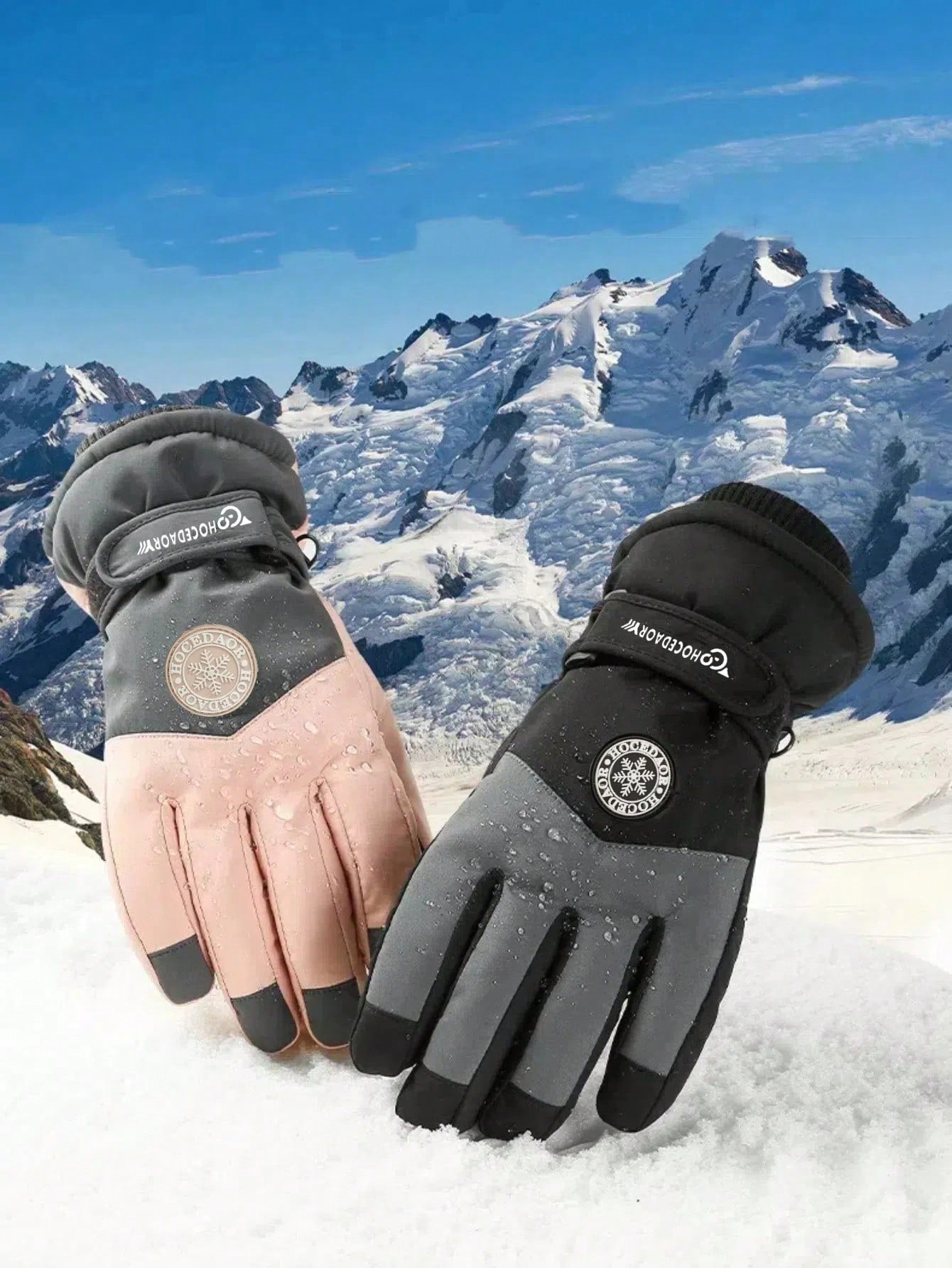 1 Pair Winter Ski Warm Gloves, Unisex Outdoor Riding Touchscreen Anti-Slip Fleece Windproof Gloves