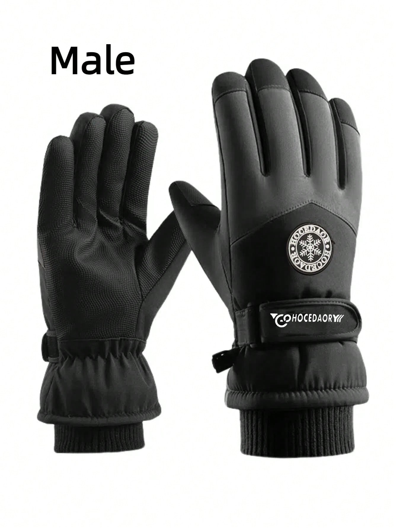 1 Pair Winter Ski Warm Gloves, Unisex Outdoor Riding Touchscreen Anti-Slip Fleece Windproof Gloves