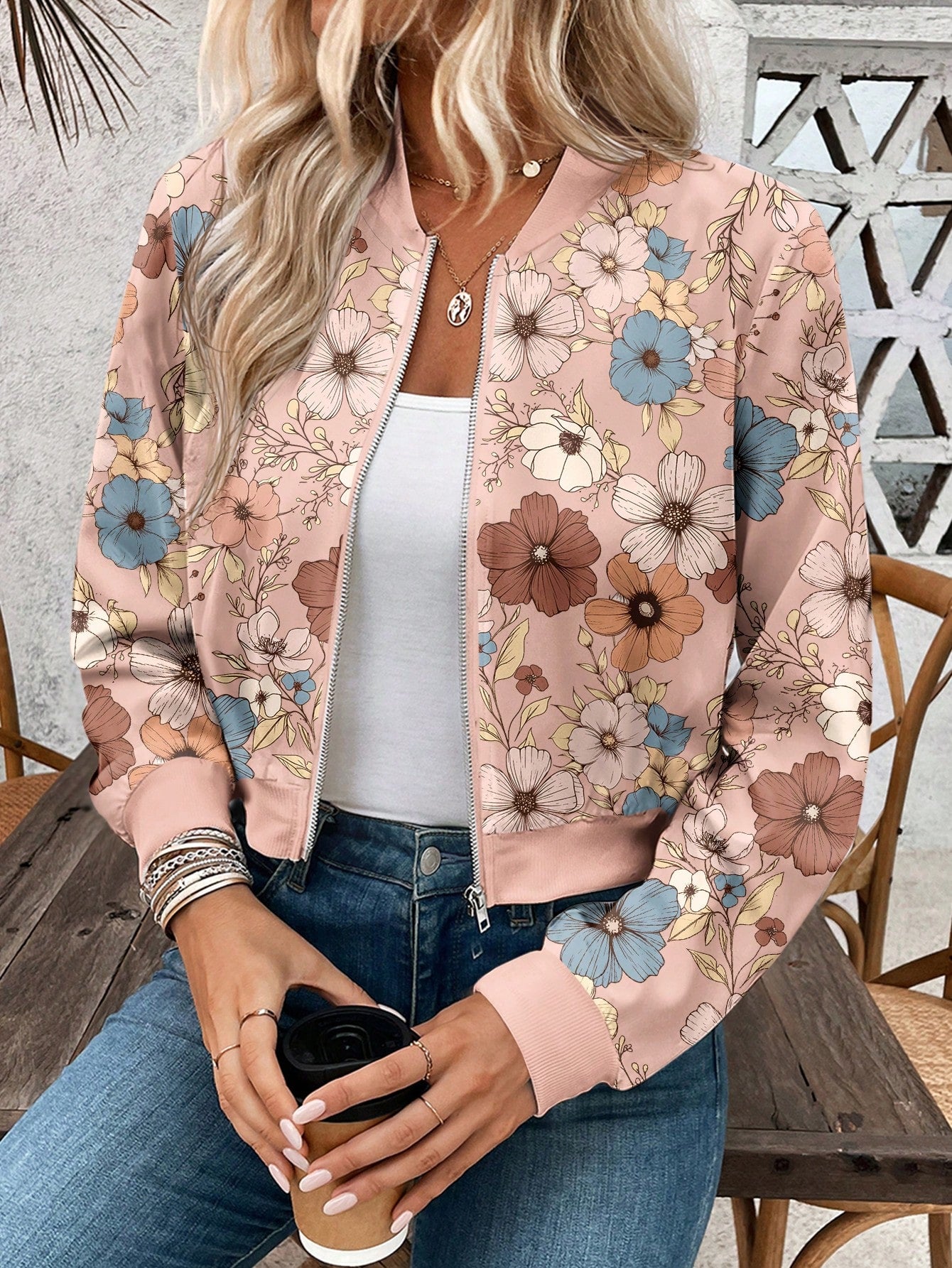 LUNE Zipper Printed Summer Women's Short Jacket