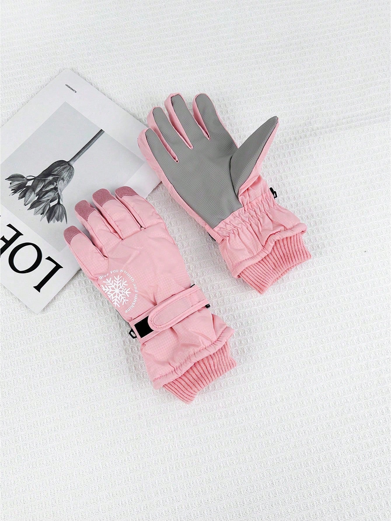 1pc Women Winter Gloves With Thermal Lined, Thick Cold-Proof, Waterproof, Anti-Slip Warm Gloves For Outdoor Skiing, Snowflake Design