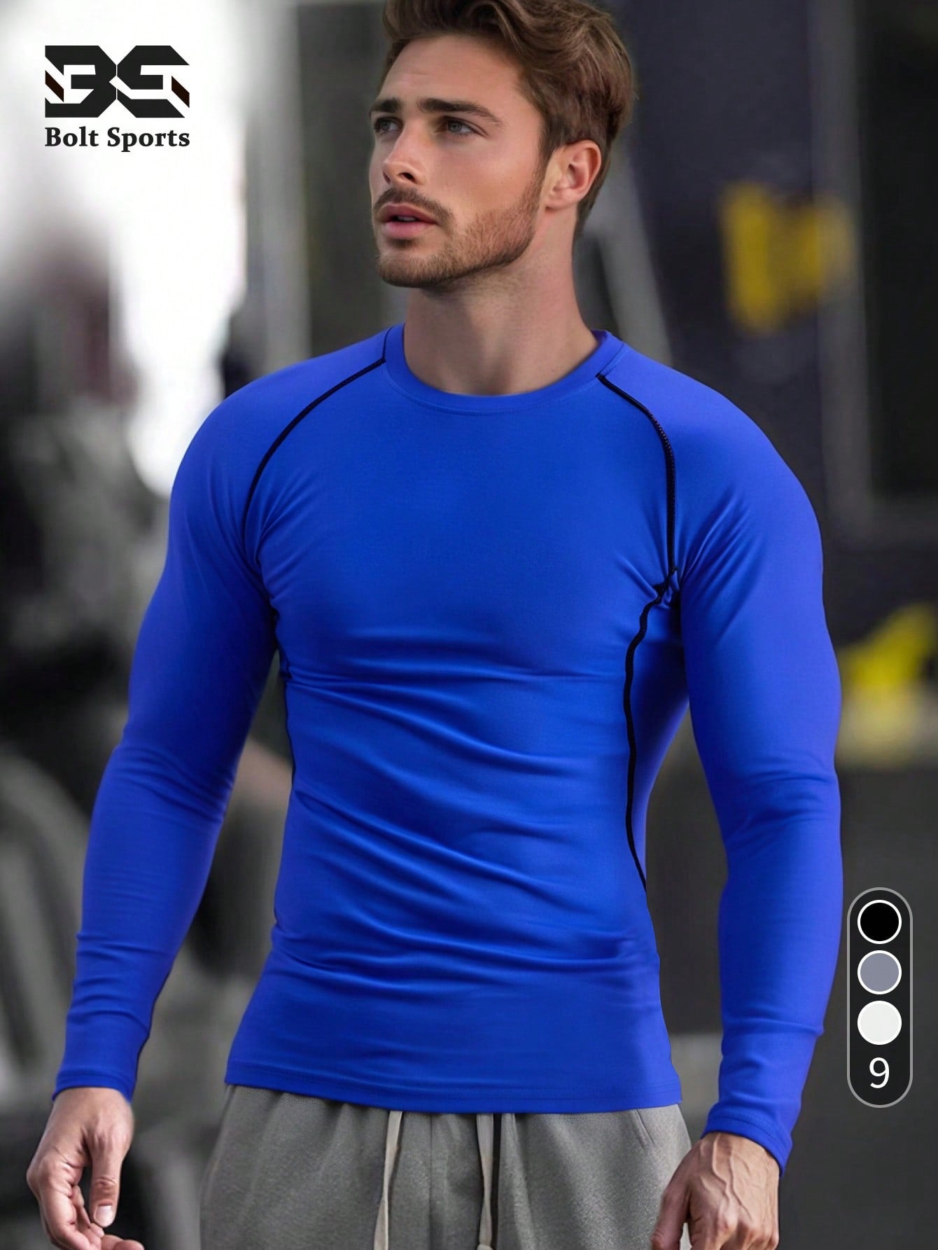 1pc Men's Compression Long Sleeve Fitness Top, Sweat-Wicking High Elasticity Base Layer For Core Workout