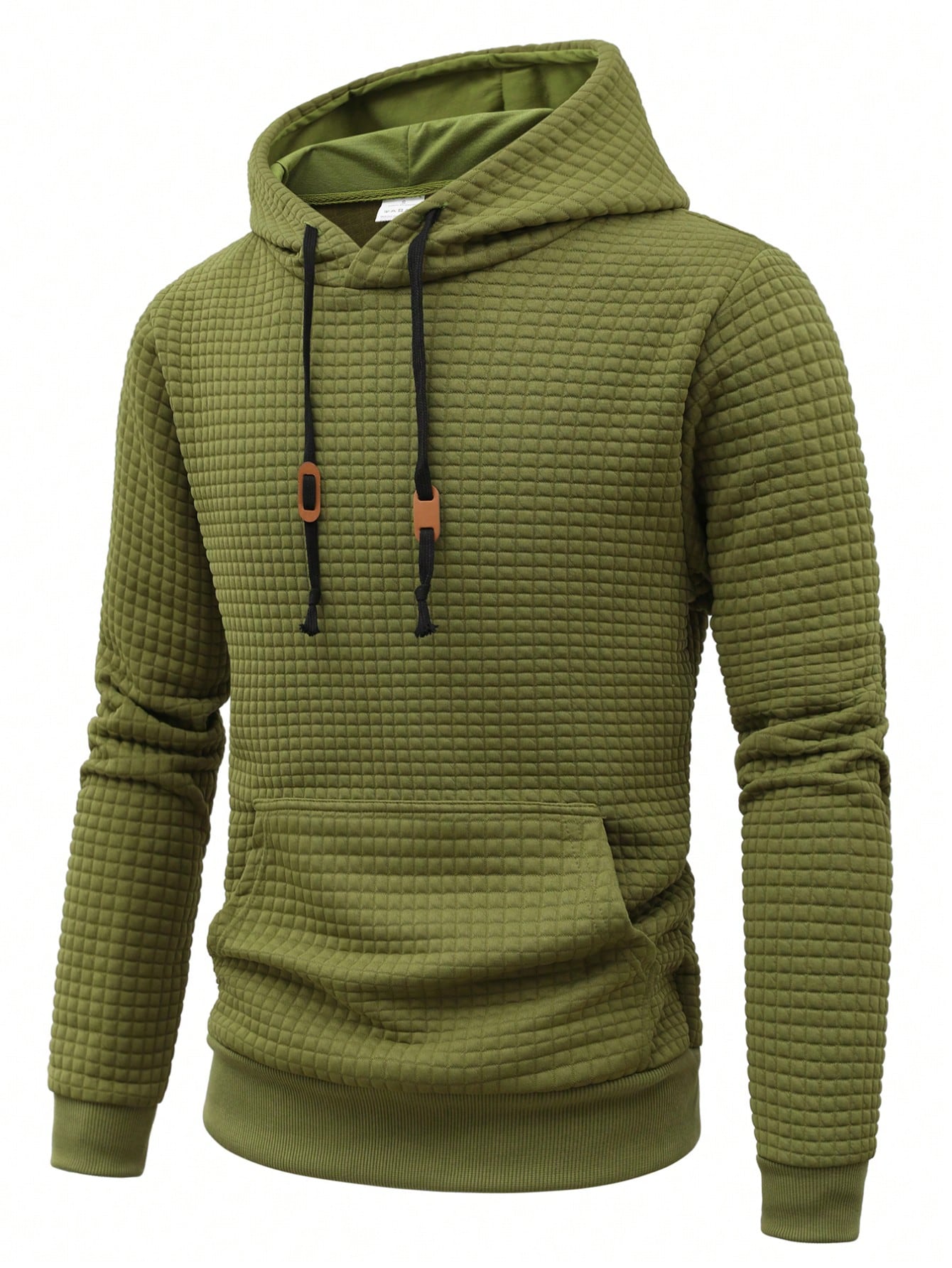 Boyfriend Style Men's Jacquard Pullover Hoodie Sweatshirt With Pockets, Ribbed Hem, Spring