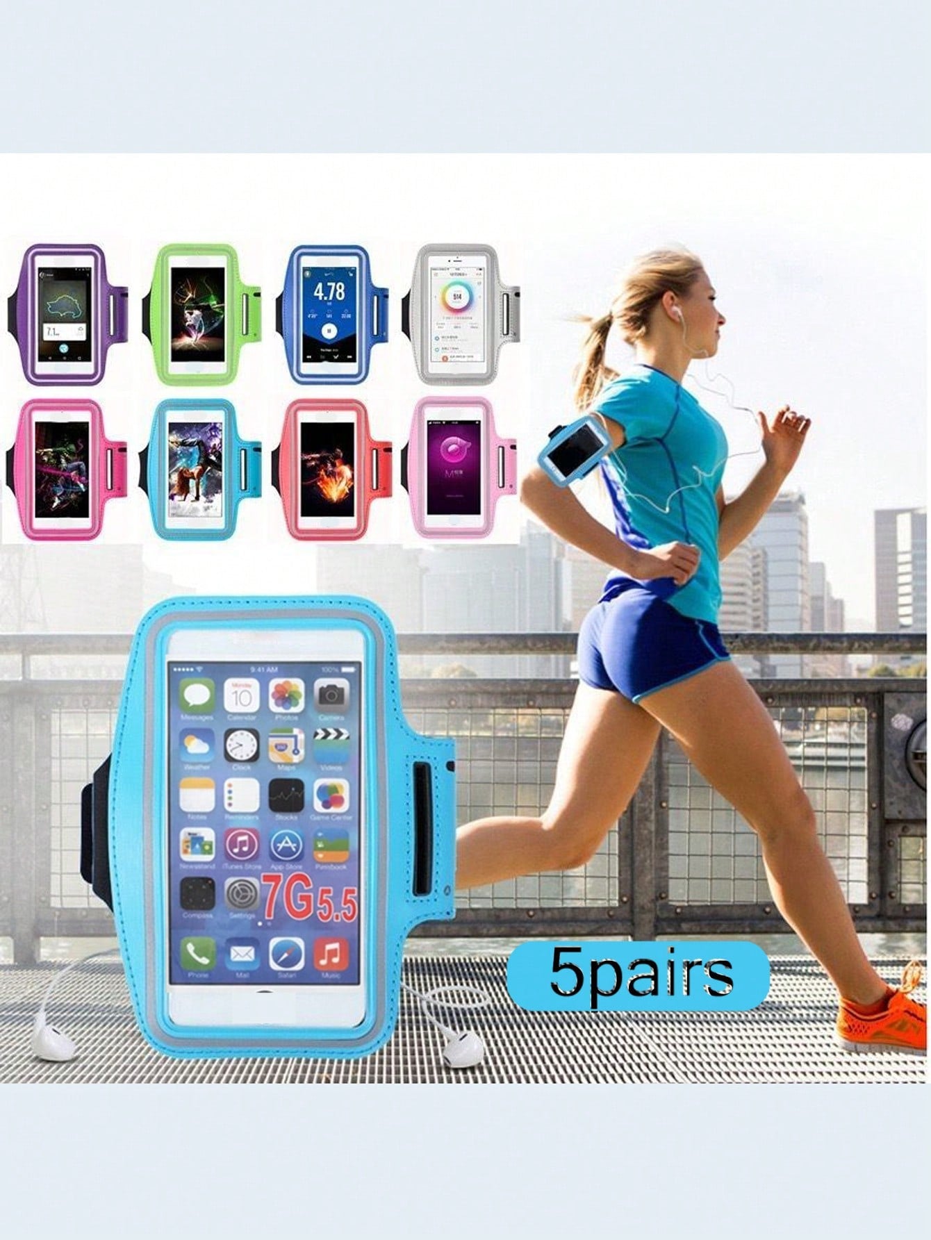 Sports Phone Armband Case - Suitable For Running And Fitness, Waterproof, Adjustable Hook And Loop Closure, Form-Fitting