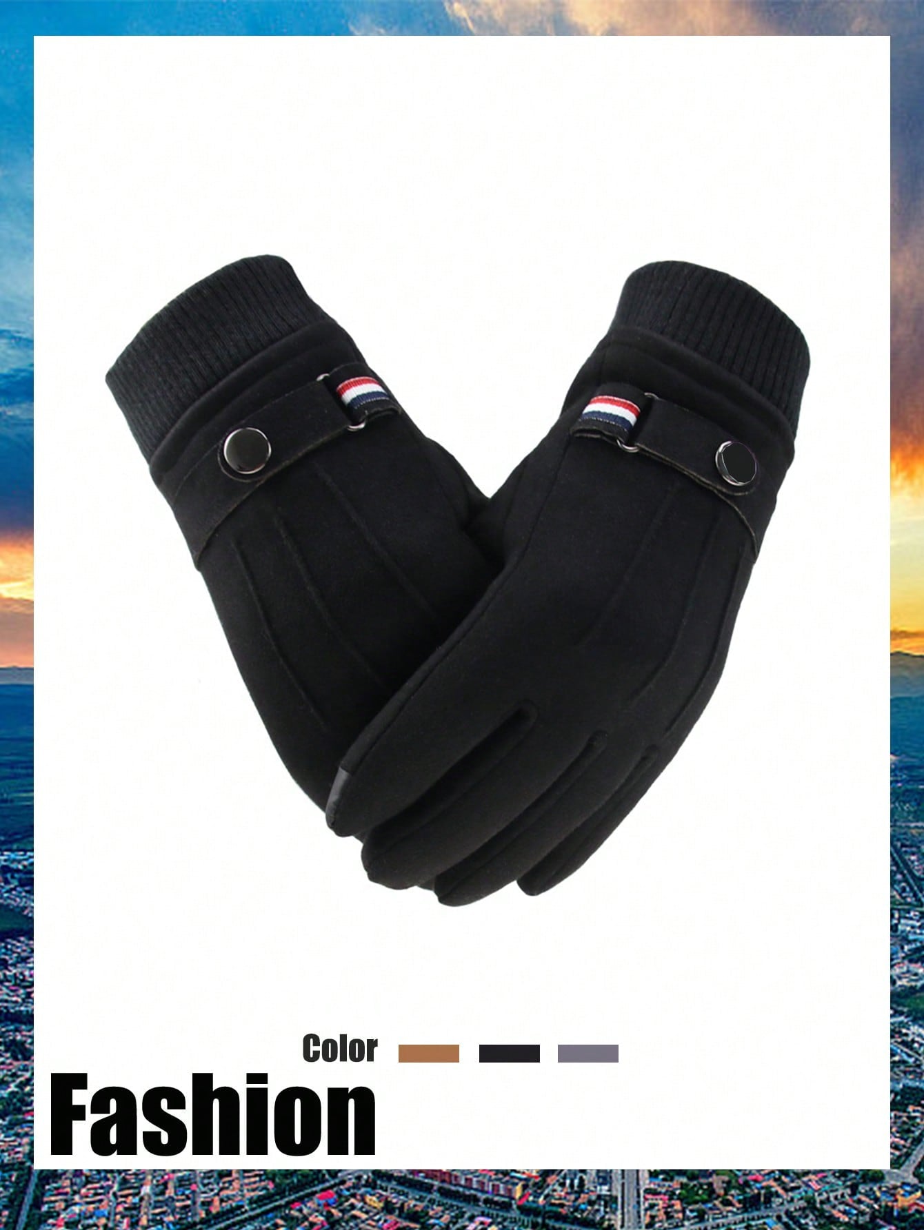 1 Pair Suede Fleece Gloves For Men, Warm And Thick, Suitable For Autumn/Winter, Outdoor, Cycling, And E-Bike Driving