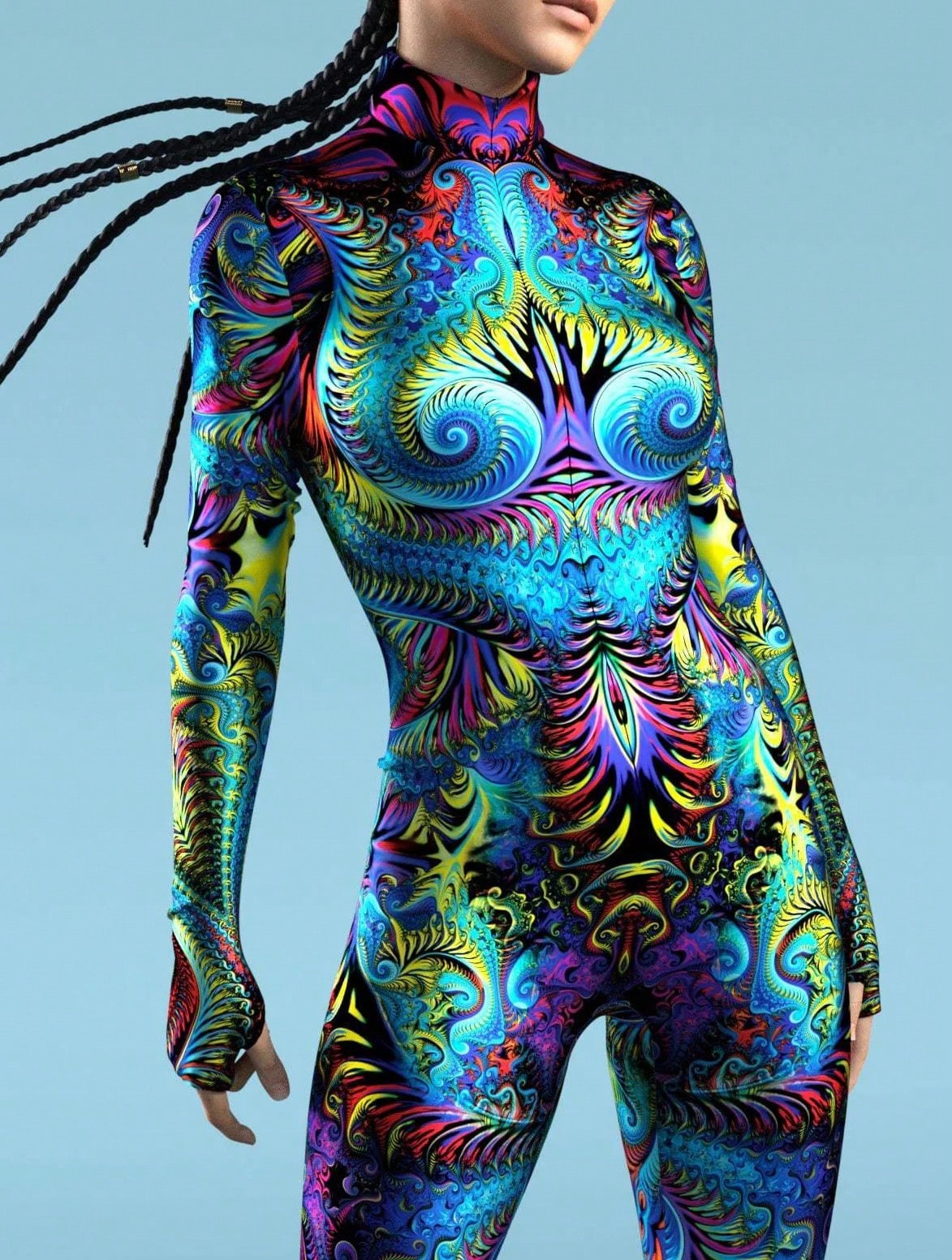 Mirror Spandex Full Body Print Jumpsuit Yoga Swim Fitness Suit Halloween Party Cosplay Costume