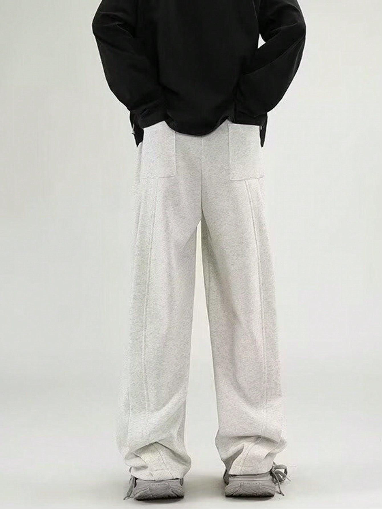 Vintage Sweatpants For Men – Loose-Fit Wide-Leg Straight Trousers With Irregular Design