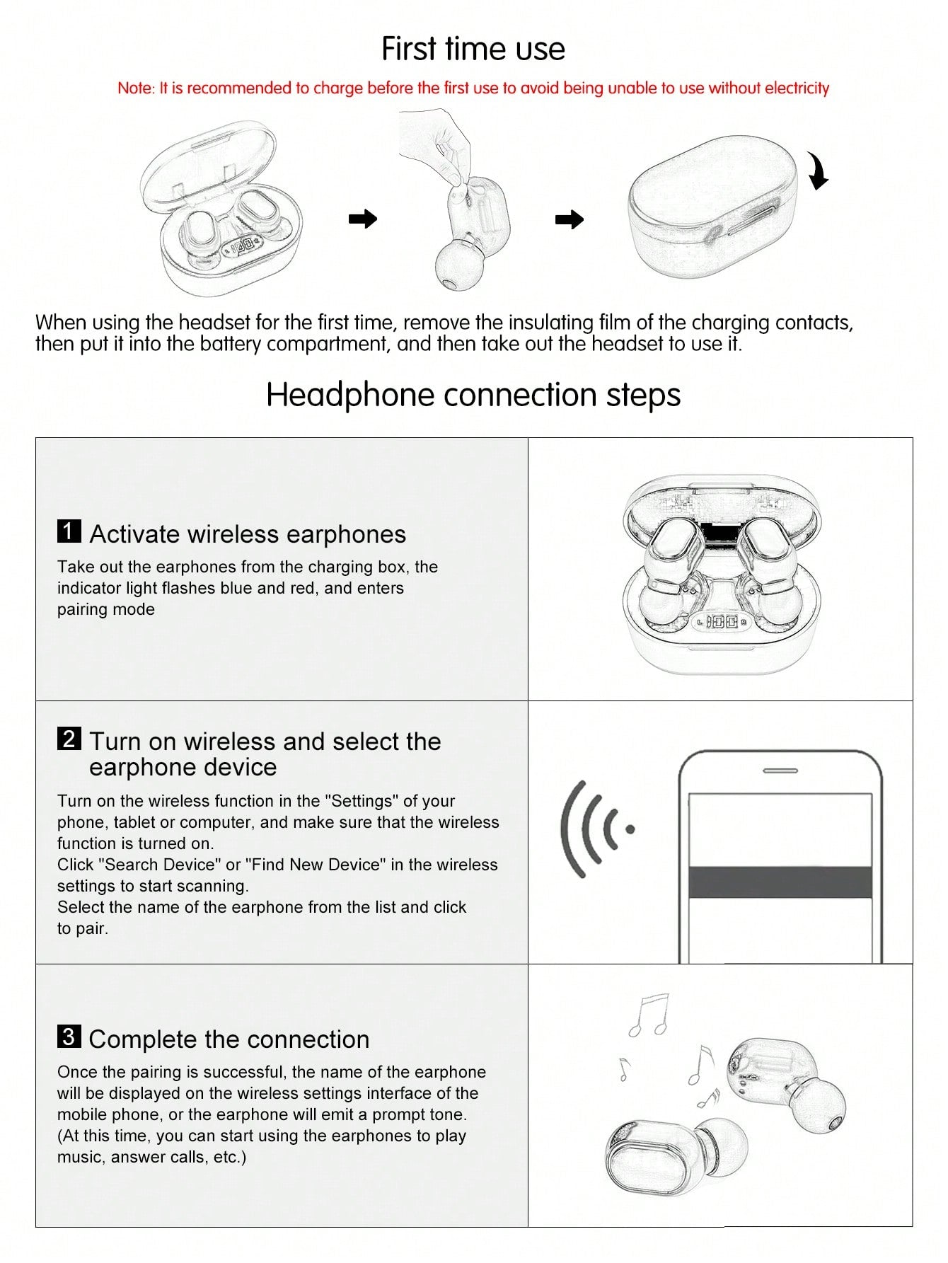 LED Display In-Ear Wireless Bluetooth Headphones With Noise Cancellation, Stereo Sound And Long Lasting Battery