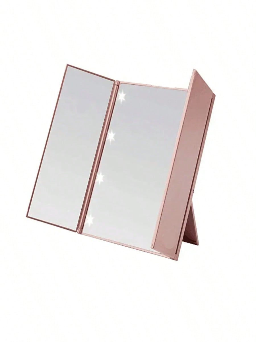 Portable LED Three Sided Makeup Mirror Folding Design Travel Vanity Cosmetic Mirror With Adjustable Stand For On-The-Go Beauty Gifts