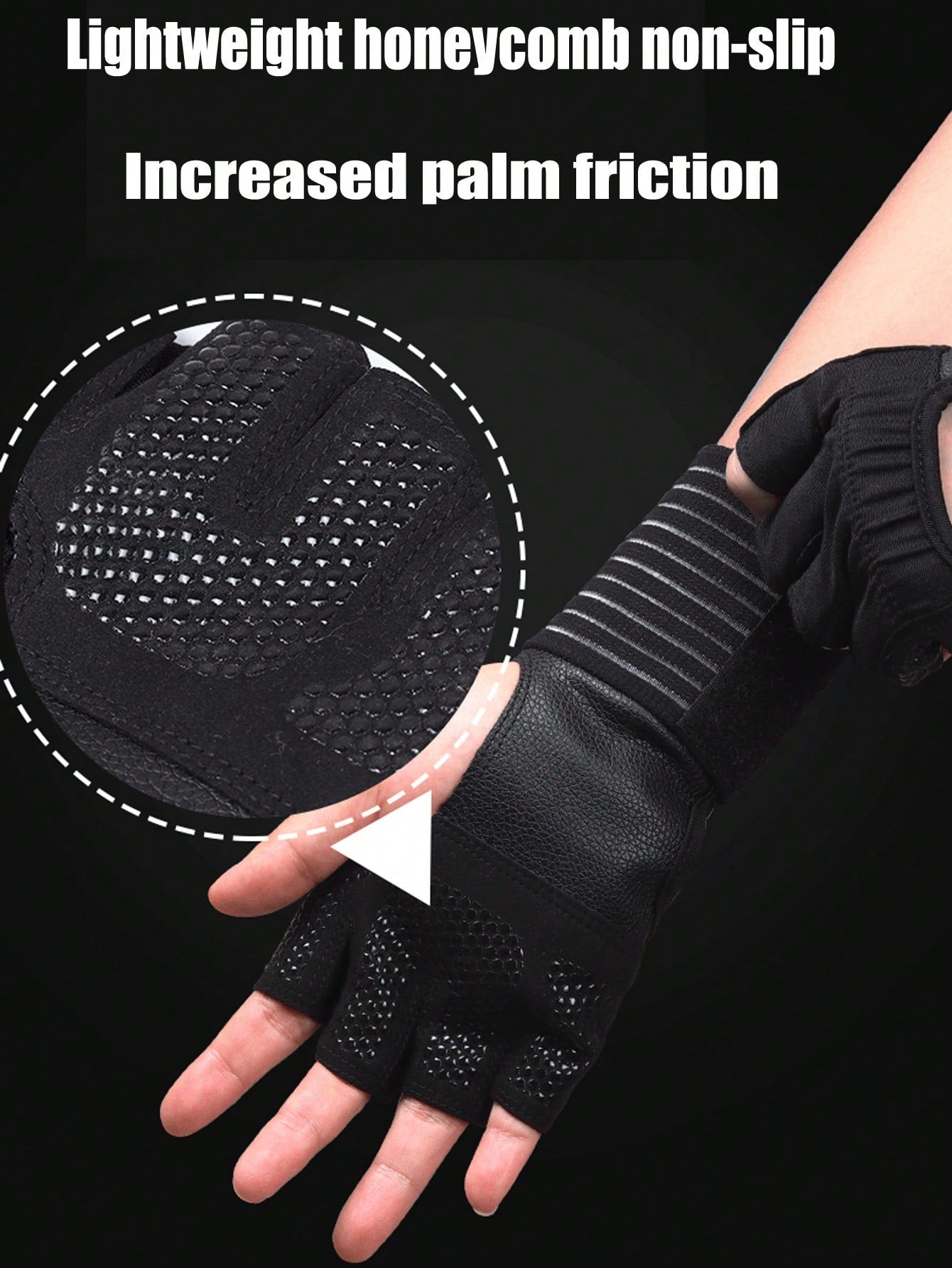 1 Pair Breathable Workout Gloves, Padded Weight Lifting Gloves With Wrist Wrap, Full Palm Protection, Suitable For Gym Training, Fitness, Weight Lifting, Exercise - Fingerless Black