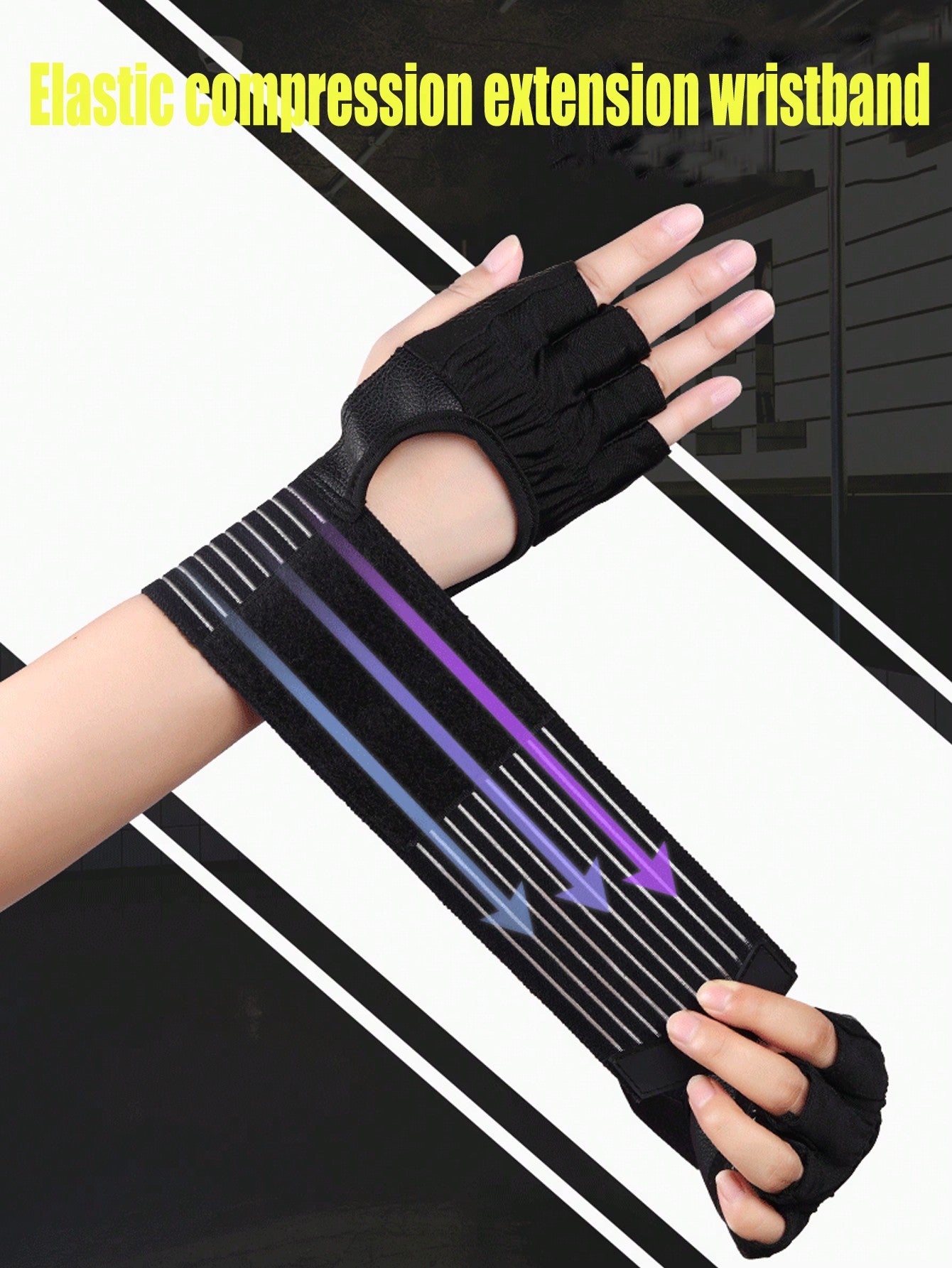 1 Pair Breathable Workout Gloves, Padded Weight Lifting Gloves With Wrist Wrap, Full Palm Protection, Suitable For Gym Training, Fitness, Weight Lifting, Exercise - Fingerless Black