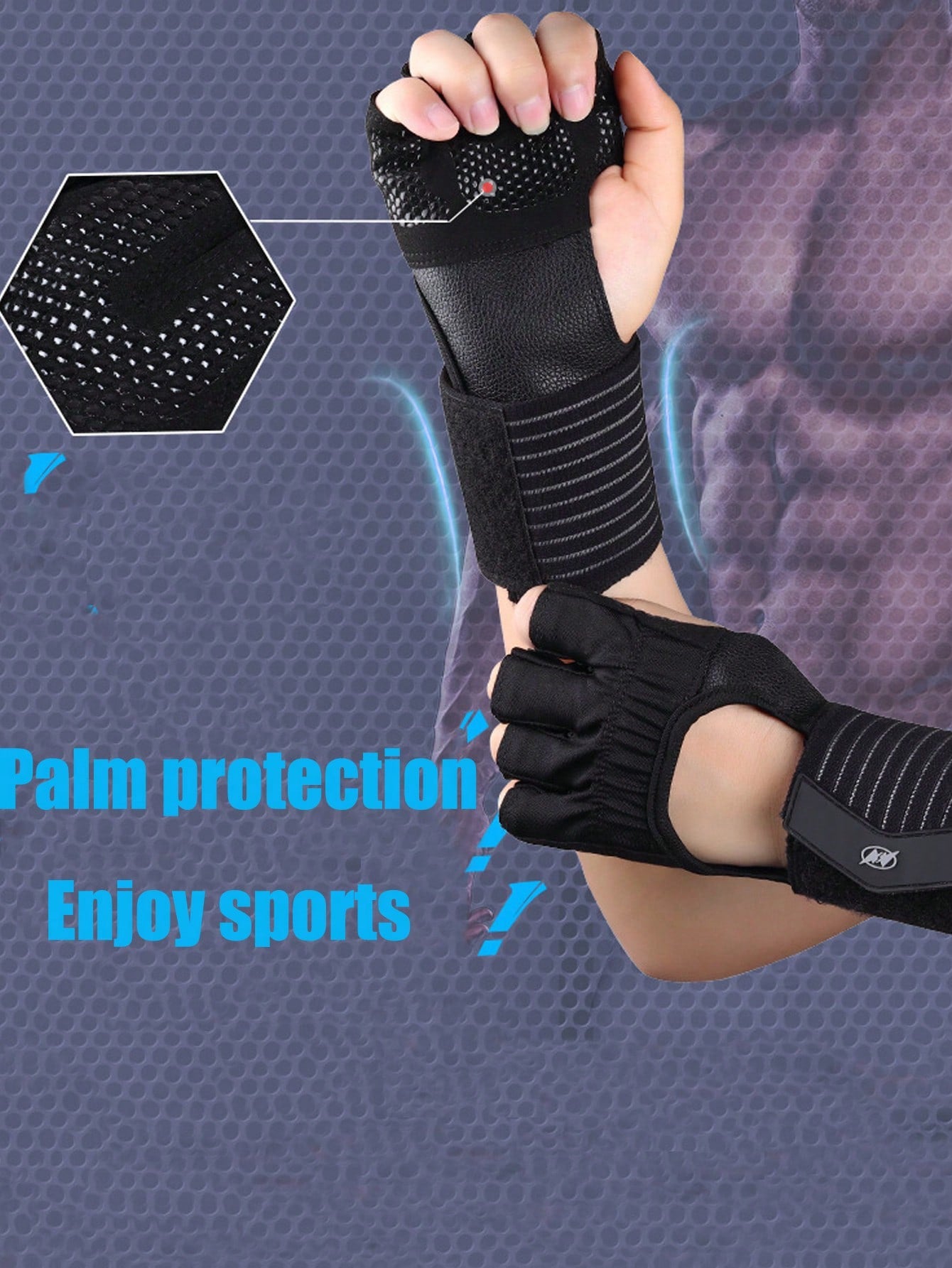 1 Pair Breathable Workout Gloves, Padded Weight Lifting Gloves With Wrist Wrap, Full Palm Protection, Suitable For Gym Training, Fitness, Weight Lifting, Exercise - Fingerless Black