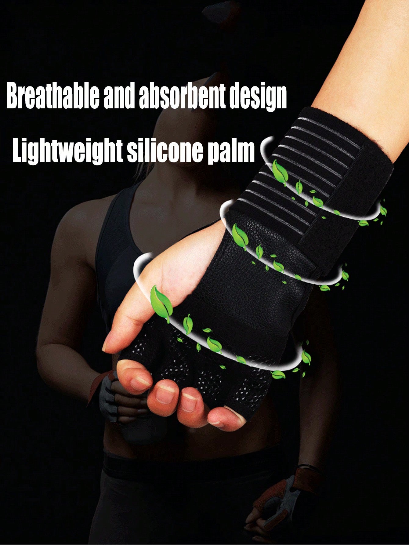 1 Pair Breathable Workout Gloves, Padded Weight Lifting Gloves With Wrist Wrap, Full Palm Protection, Suitable For Gym Training, Fitness, Weight Lifting, Exercise - Fingerless Black