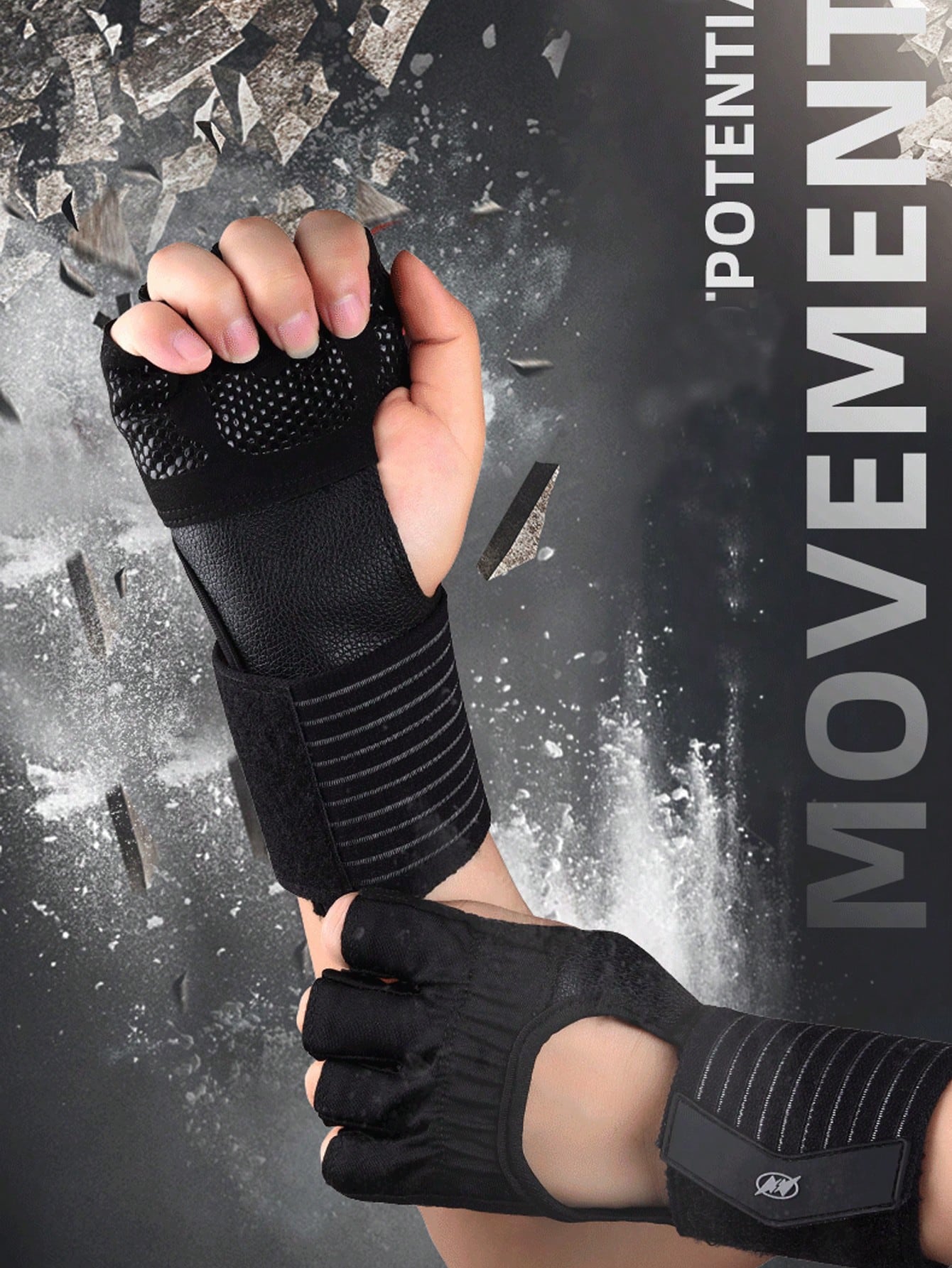 1 Pair Breathable Workout Gloves, Padded Weight Lifting Gloves With Wrist Wrap, Full Palm Protection, Suitable For Gym Training, Fitness, Weight Lifting, Exercise - Fingerless Black