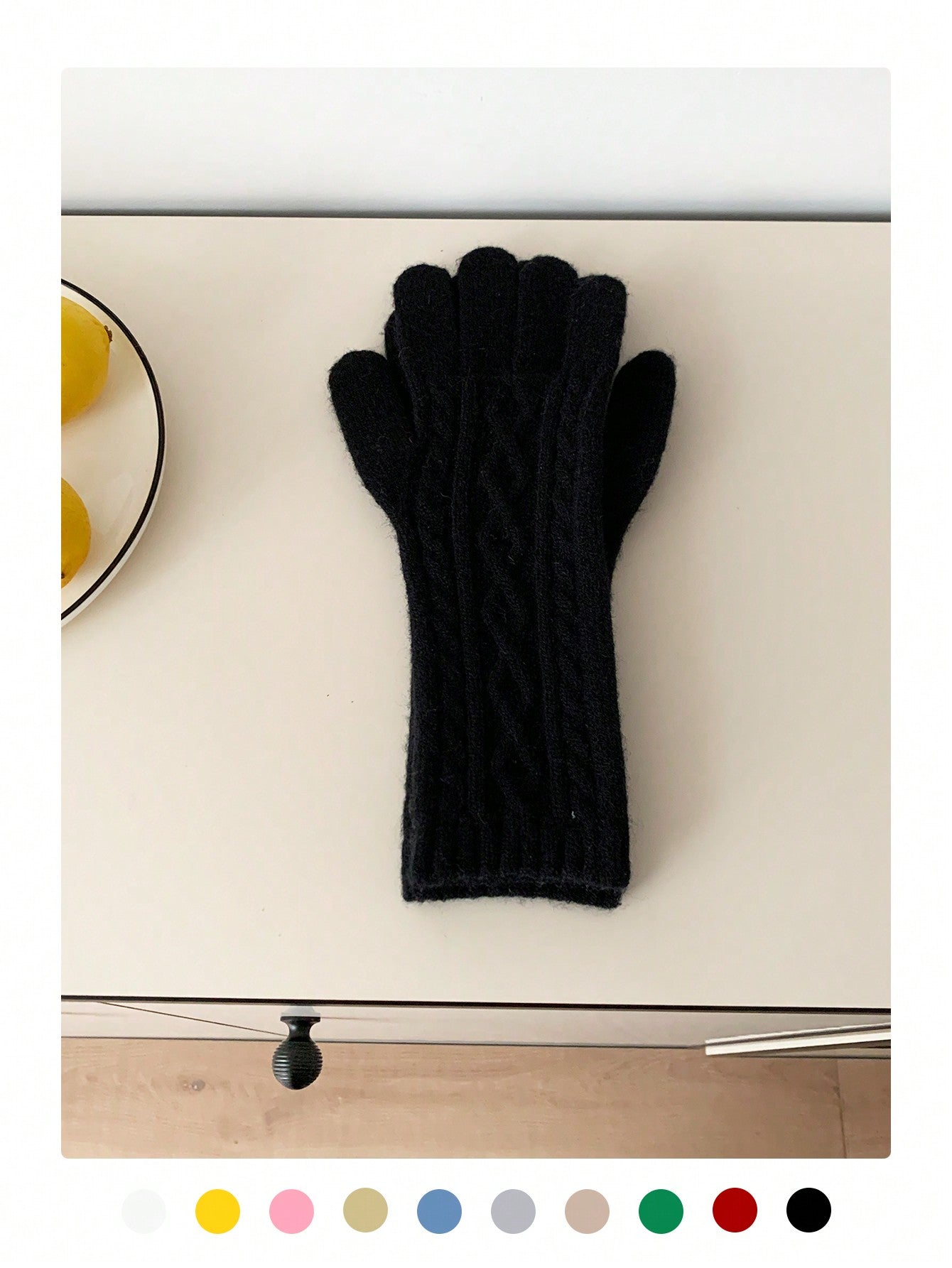 1 Pair Vintage Cable Knit Fingerless Gloves, Slim Fit, Touchscreen Compatible, Warm, Solid Color, For Women, Winter, Outdoor/Cycling, Student