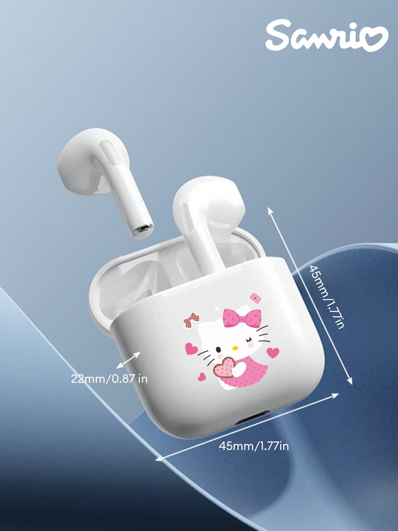 SANRIO BL04 Cute Bluetooth Earphones, Half-In-Ear HIFI Surround Sound Effect, Cartoon Design, Mini Music/Gaming Earbuds, Super Long Battery Life, Sensitive Microphone, High-Definition Voice, Low Latency, Passive Noise Cancelling Wireless Earphones