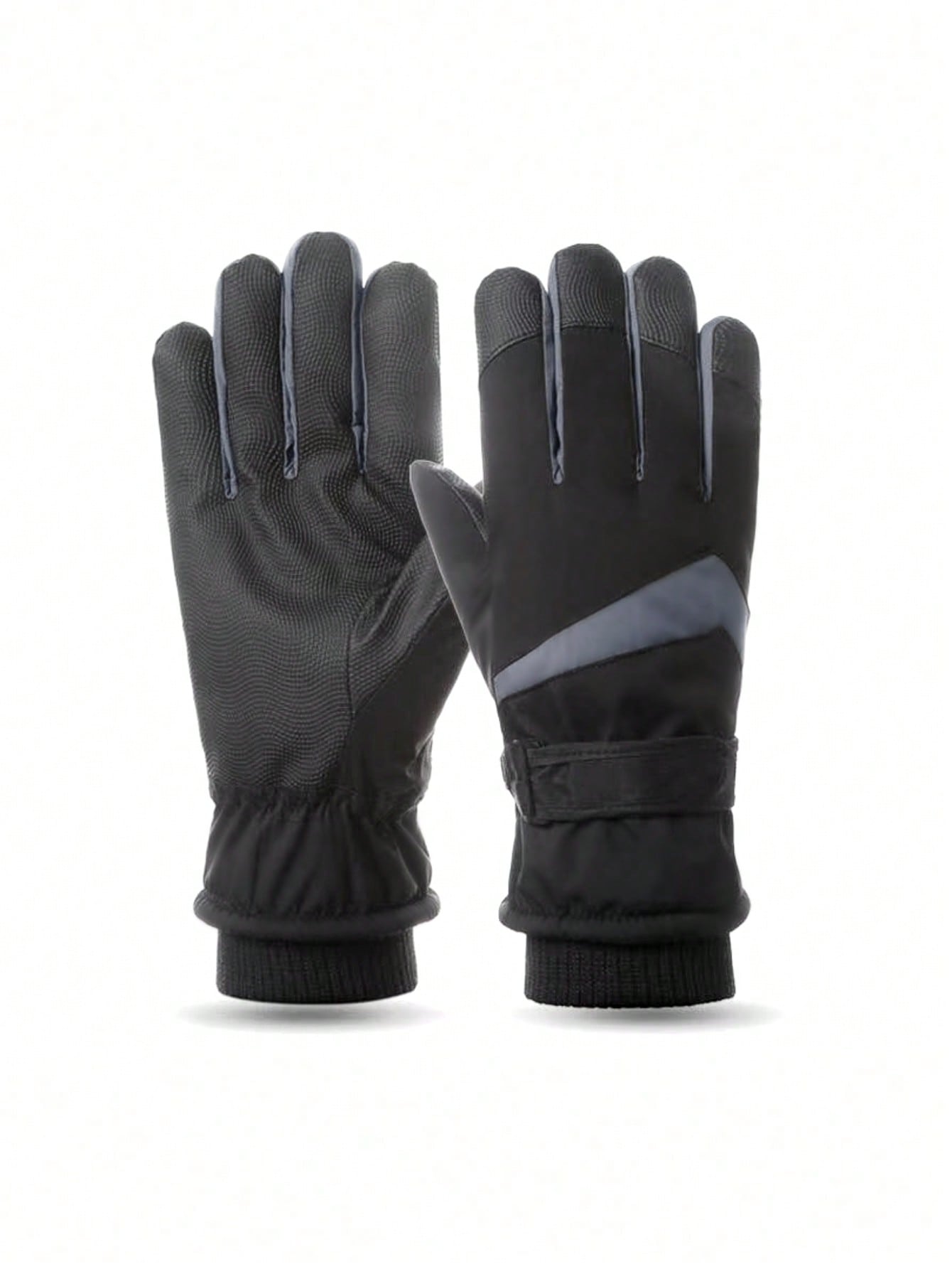 1 Pair Thick Warm Winter Ski Gloves, Windproof, Touchscreen, Fleece Lining, Suitable For Cycling, Hiking, Large Size