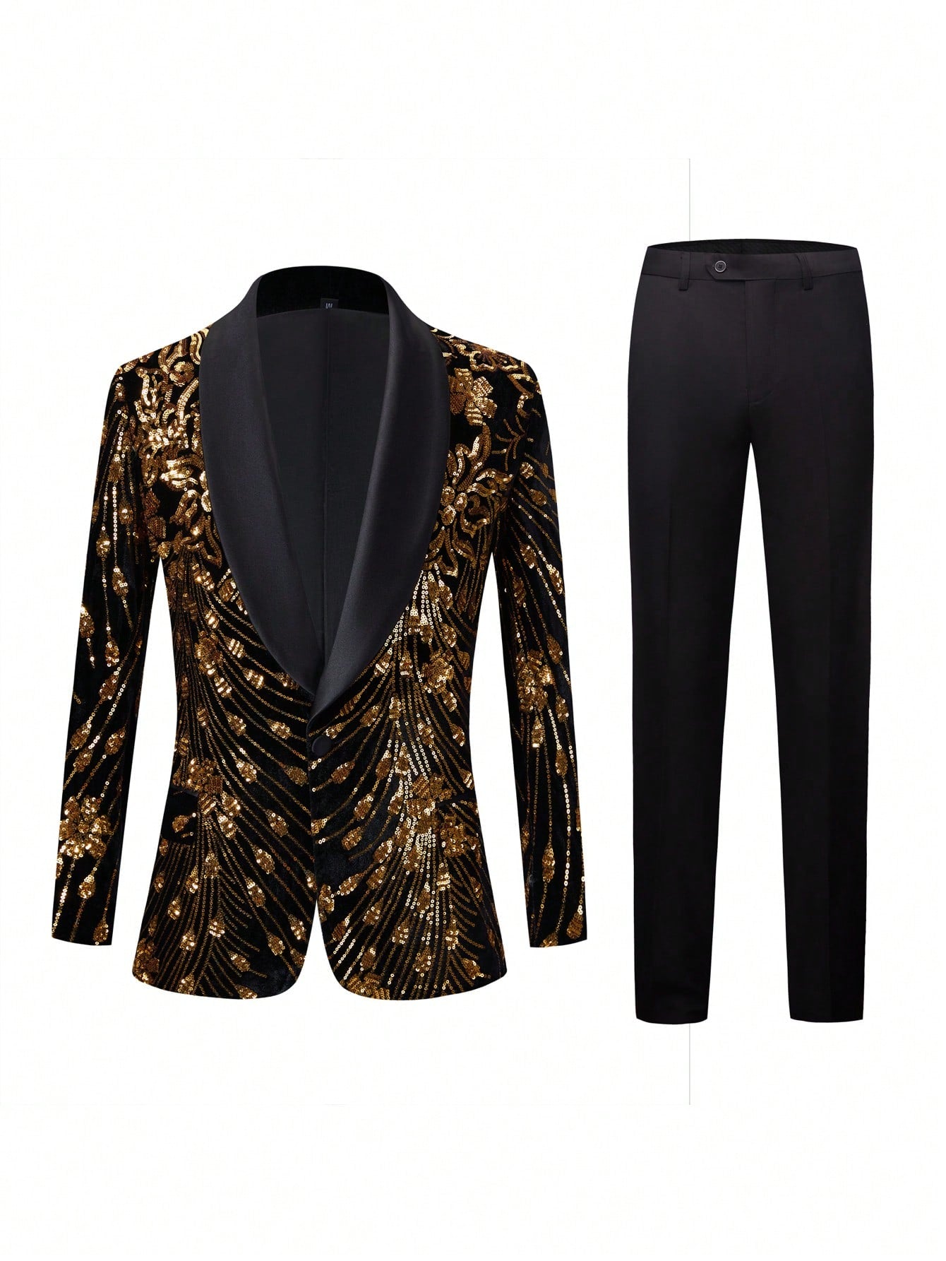 Mens Suit 2 Piece Blazer Colorful Shiny Sequins Jacket Lapel Slim Fit Tuxedo Dress Pants Set For Dinner Prom Party