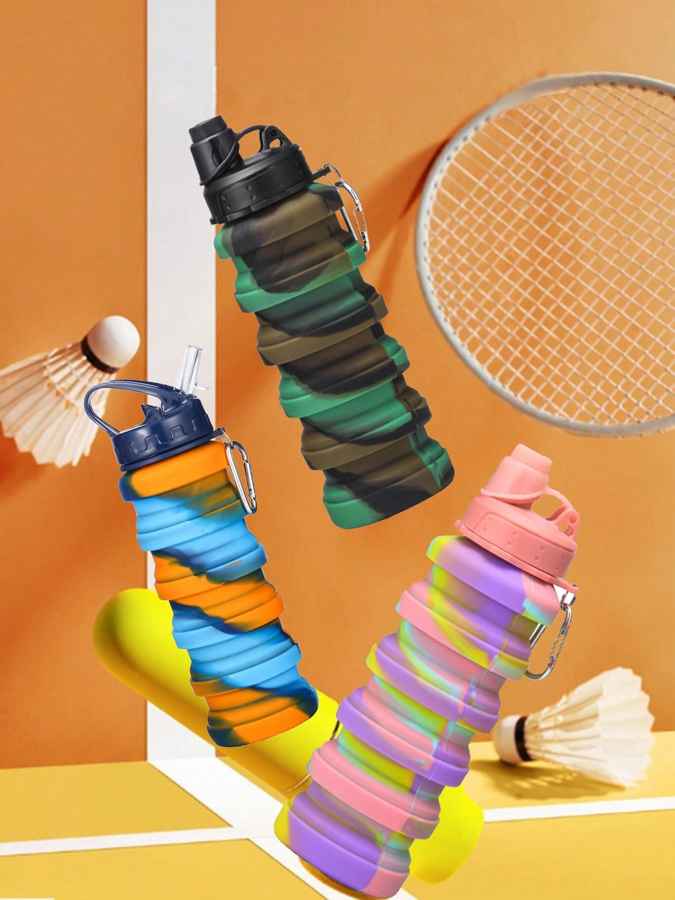 1PCCollapsible Water Bottle, Silicone Foldable Water Bottles For Travel, Easy-To-Carry Design And Compact Size, Suitable For Travel, Mountain Climbing, Outdoor Sports And Other Daily Birthday Use