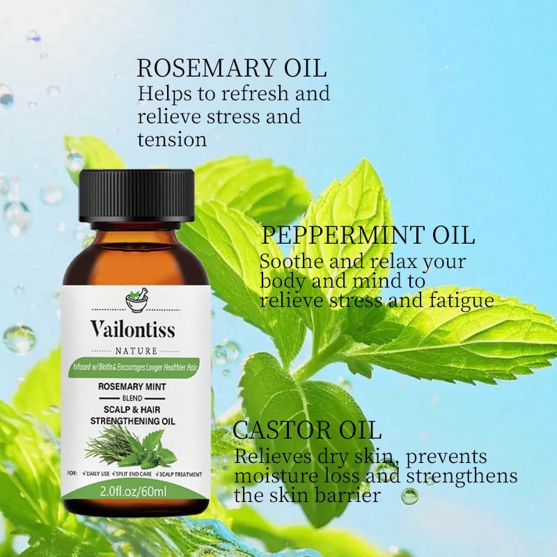 Vailonliss Vailonliss Rosemary Peppermint Scalp And Hair Strengthening Oil, 2.0fl.Oz/60ml - Hair Care Essential Oil - Nourish Hair, Deep Conditioning, Hair Strengthening Oil To Make Hair Look Thicker