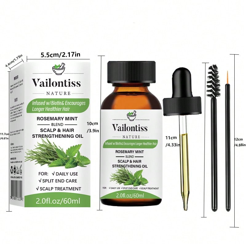 Vailonliss Vailonliss Rosemary Peppermint Scalp And Hair Strengthening Oil, 2.0fl.Oz/60ml - Hair Care Essential Oil - Nourish Hair, Deep Conditioning, Hair Strengthening Oil To Make Hair Look Thicker